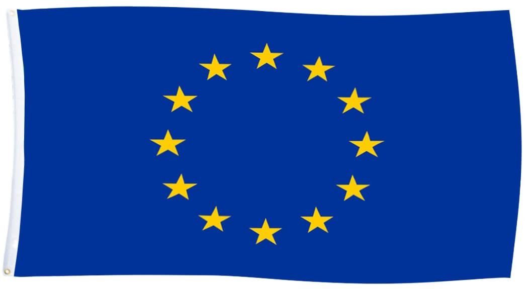 BRUBAKER Fahne EU - Große Hissflagge Europa 150 cm x 90 cm (1-St), Europäische Union Flagge für Fahnenmast oder Fan Dekoration - Blau mit Sternen Gelb