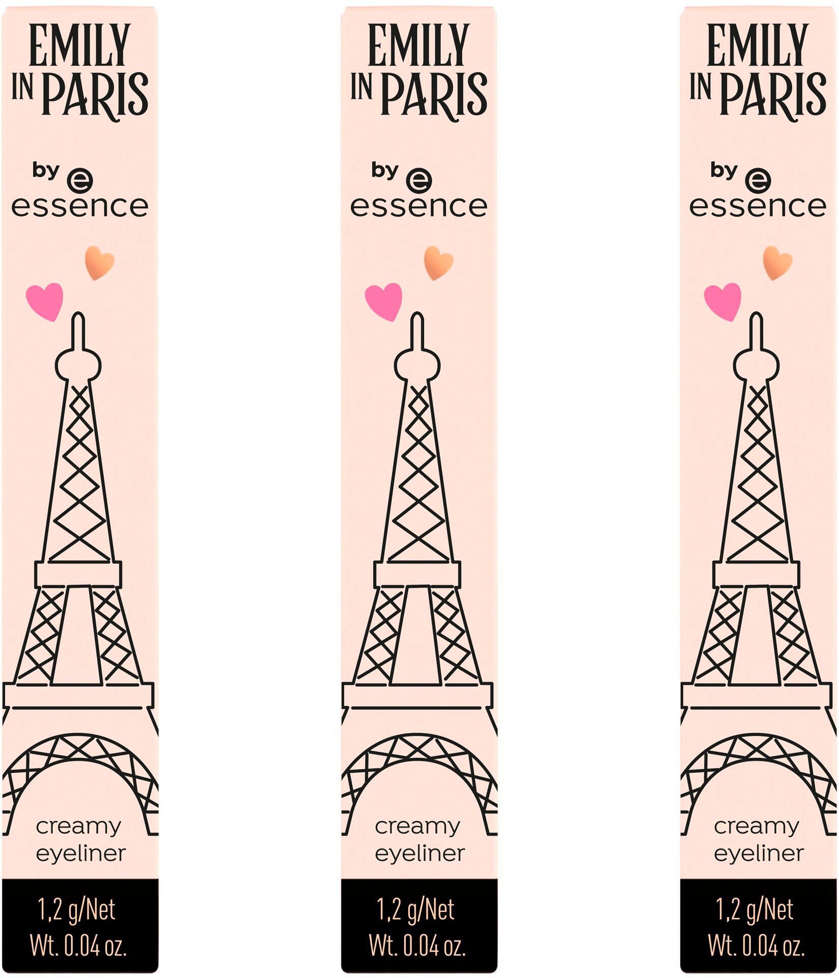 Essence Eyeliner EMILY integriertem eyeliner, Pinsel, essence Augenkonturenstift IN PARIS vegan mit by creamy
