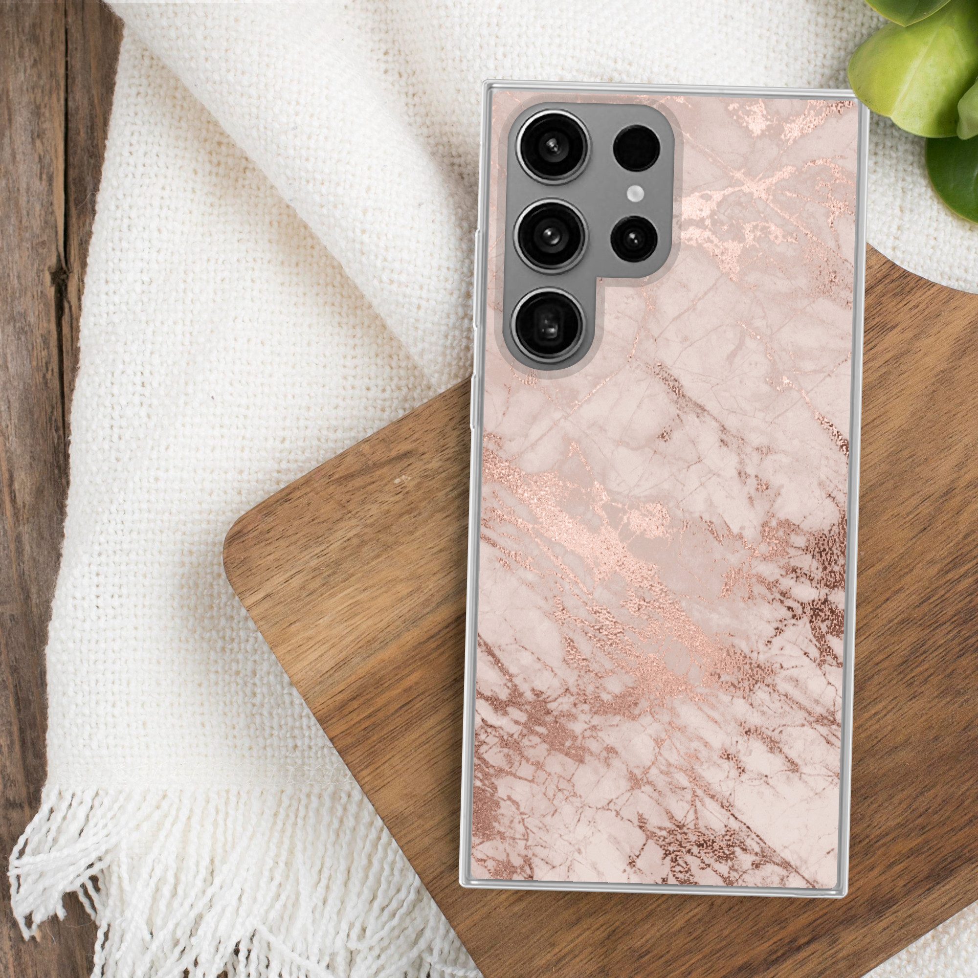 MuchoWow Handyhülle für Samsung Galaxy S23 Ultra Marmor - Rosa - Luxus - Marmoroptik - Gli