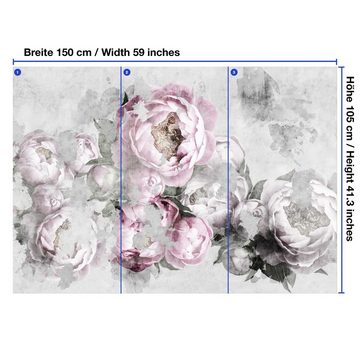 wandmotiv24 Fototapete rosa Blumen Vintage Pflanzen, glatt, Wandtapete, Motivtapete, matt, Vliestapete