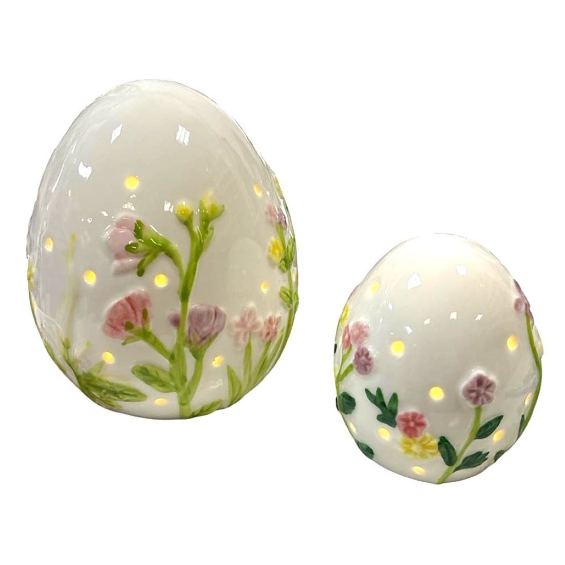 formano Osterei, Hasengruppe, Haus,Keramikkollektion mit ausgearbeiteten Blumen (Set, 1er Pack, 2er, 3er Pack), ausgearbeitete Blumenmuster