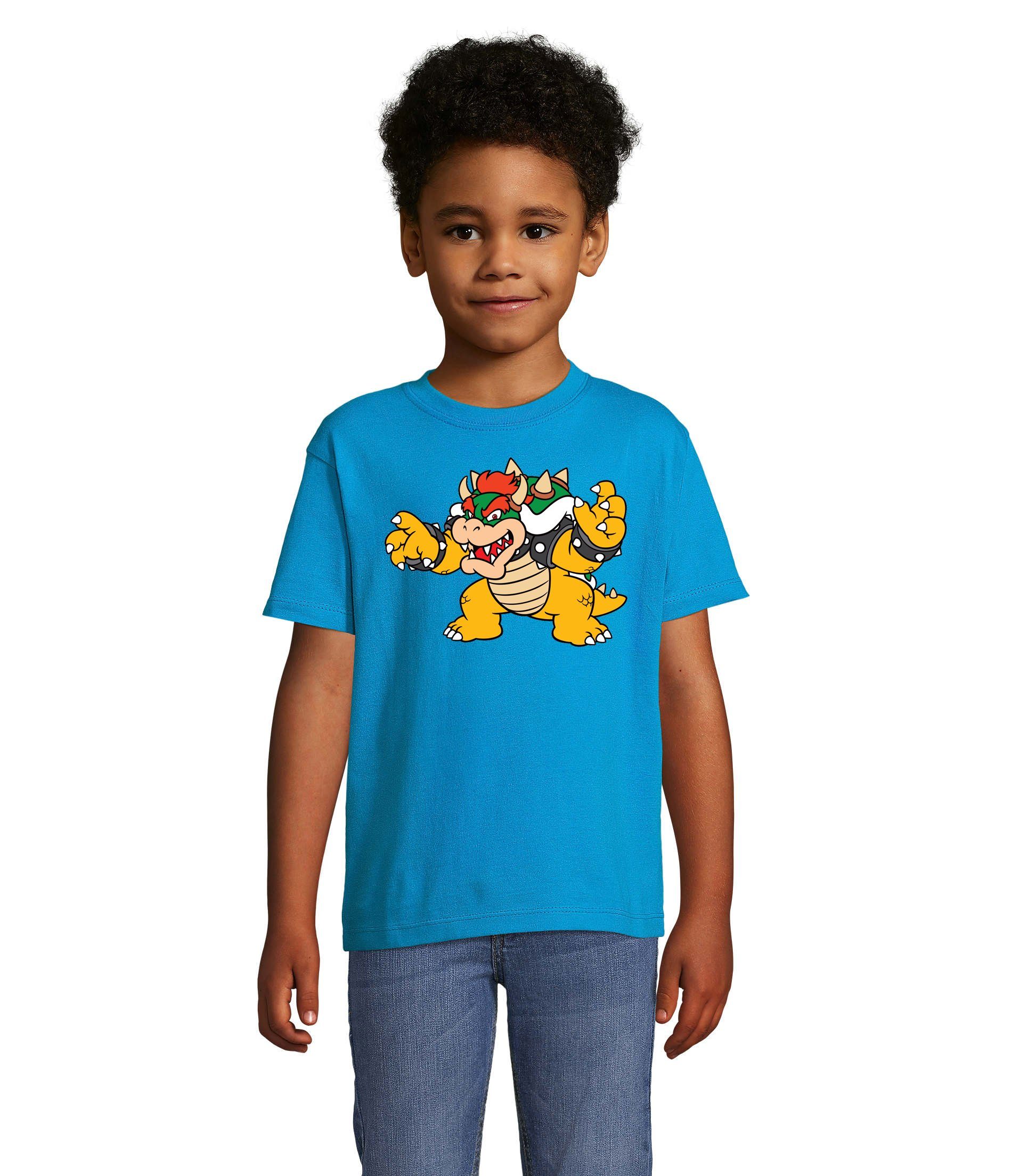 Blondie & Brownie T-Shirt Bowser Gamer Kinder Luigi Mario Yoshi Blau Game Nintendo Konsole