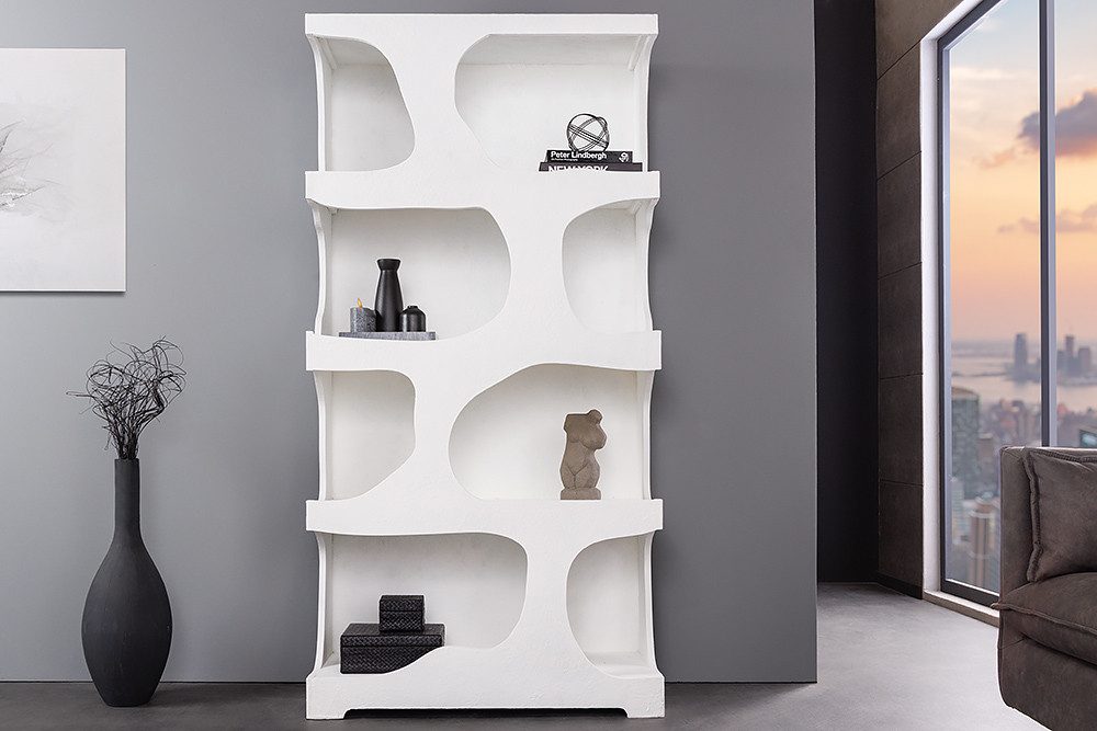 riess-ambiente Standregal ART AMBIENTE 180cm weiß · Raumteiler im Edelrost-Design, Einzelartikel 1-tlg., Wohnzimmer · Beton-Oberfläche · 4 Fächer · abstrakte Optik · Modern