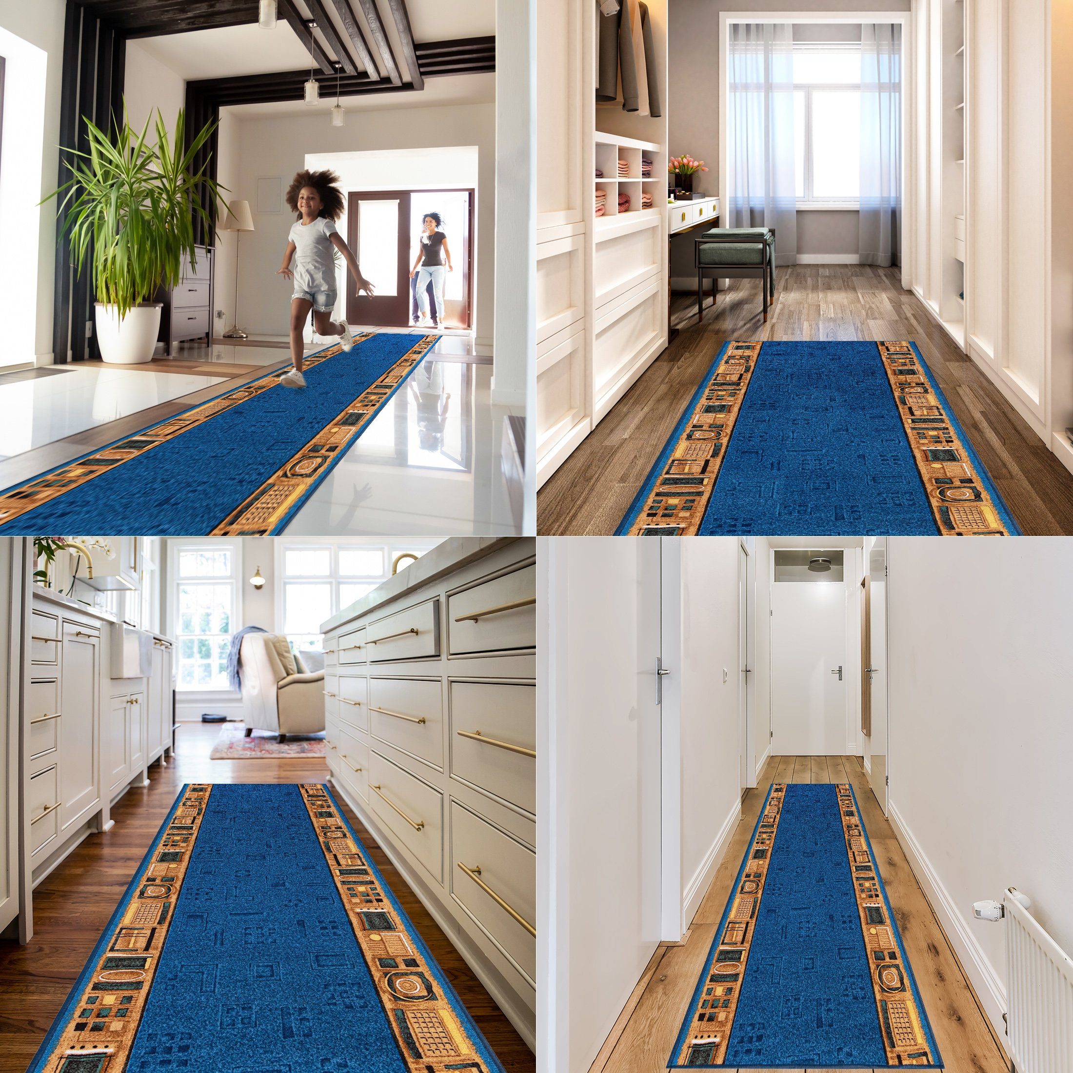 Mazovia Läufer Läufer Teppichläufer Brücke - Vorzimmer Küche - Blau, 67 x 1 günstig online kaufen