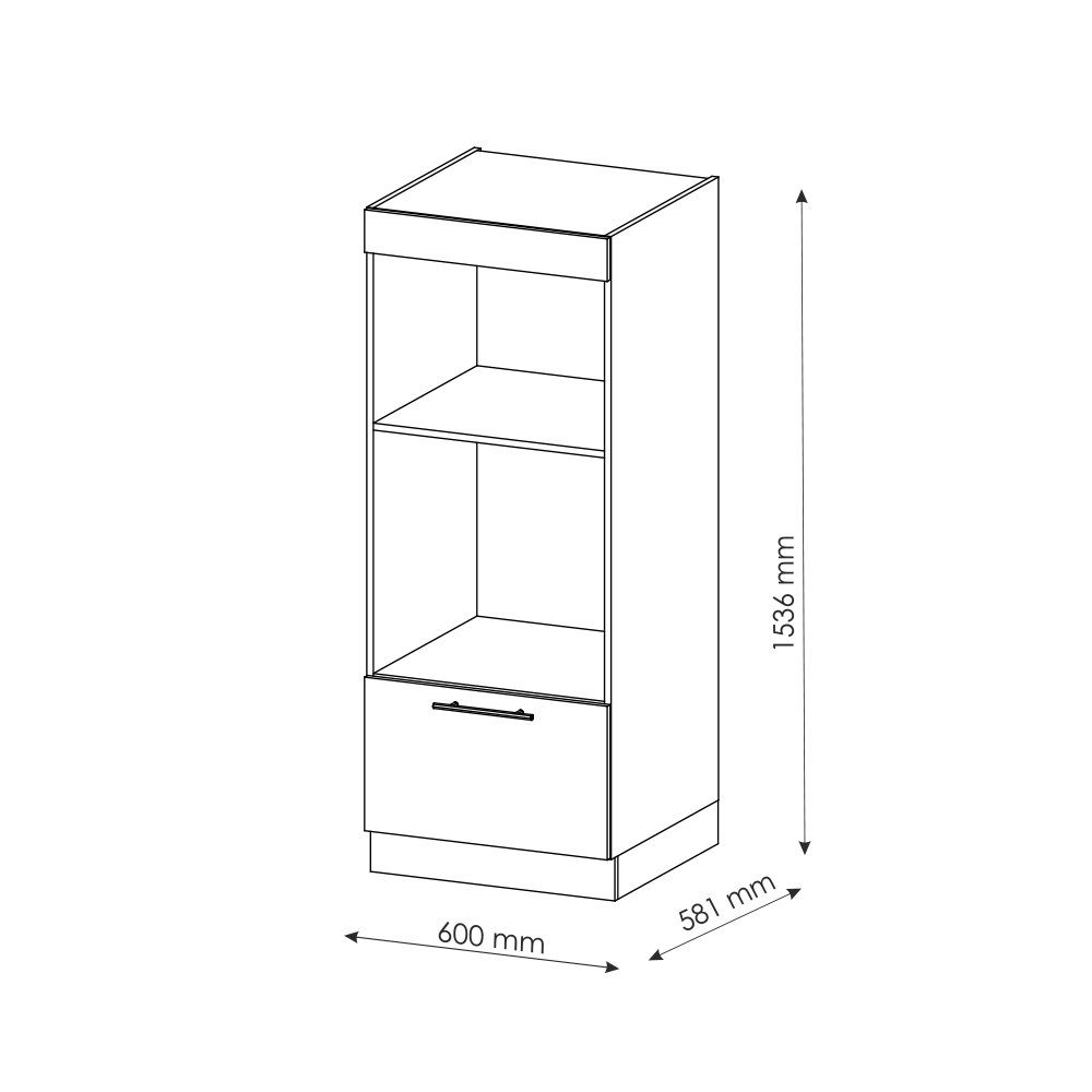 Vicco Mikrowellenumbauschrank Fame-Line, Anthrazit Landhaus/Weiß, 60 cm offen (1-St)