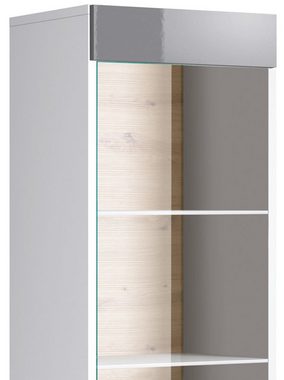 Feldmann-Wohnen Wohnwand Brillo, (Brillo, Wohnzimmer-Set), 6-teillig grau Hochglanz weiß artisan eiche