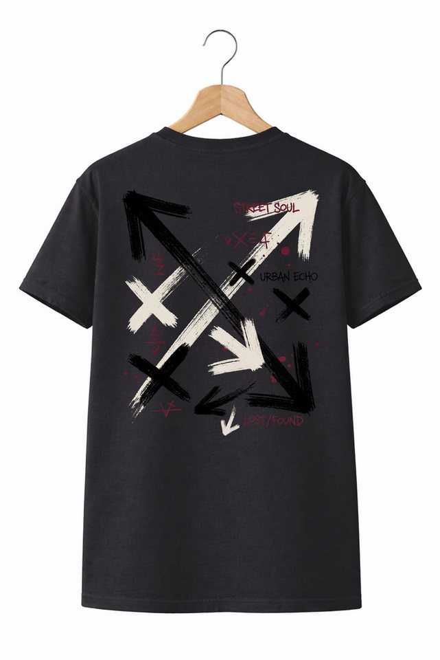 Banco T-Shirt Herren Street Soul Shirt Print (Einzelartikel) Hochwertiger Artistic-Print mit Grunge-Effekten