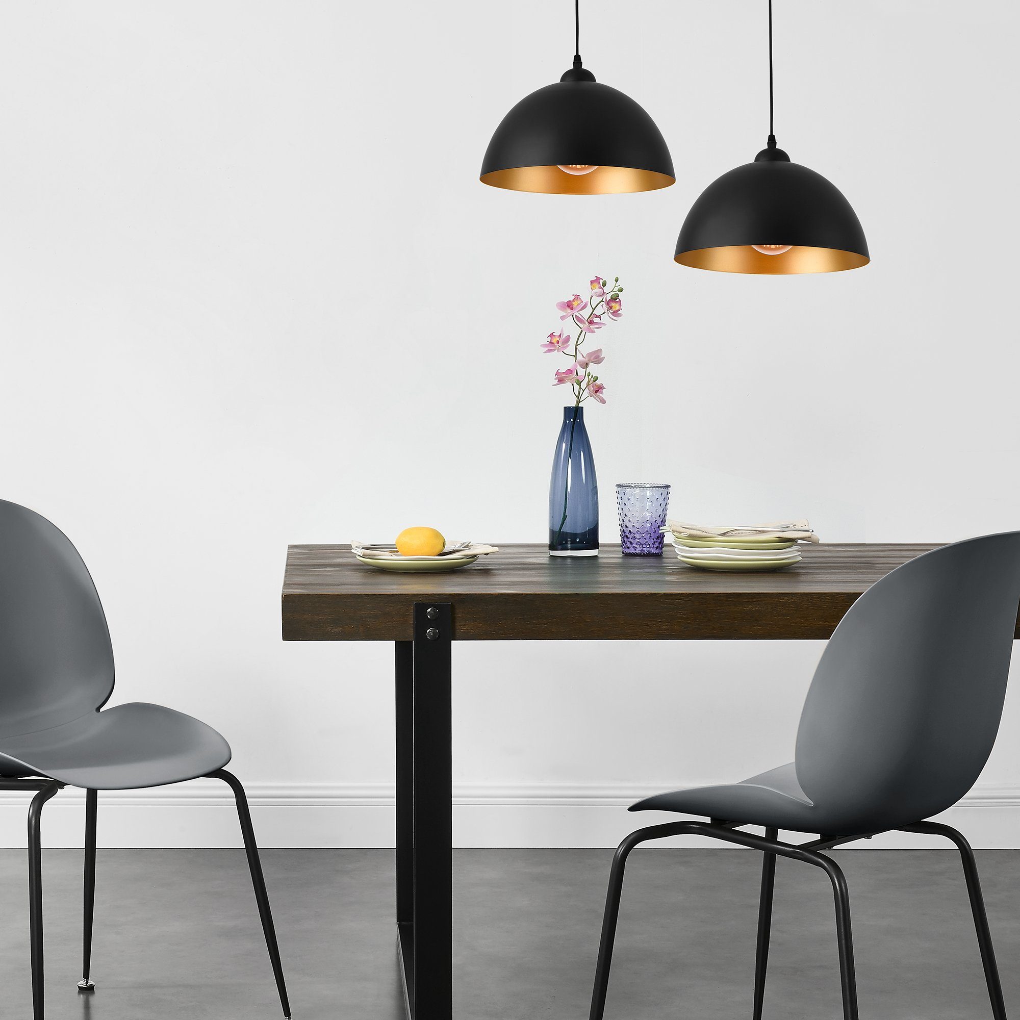 lux.pro Hängeleuchte, ohne Leuchtmittel, »Espoo« 2er Set Pendelleuchte Lampe schwarz