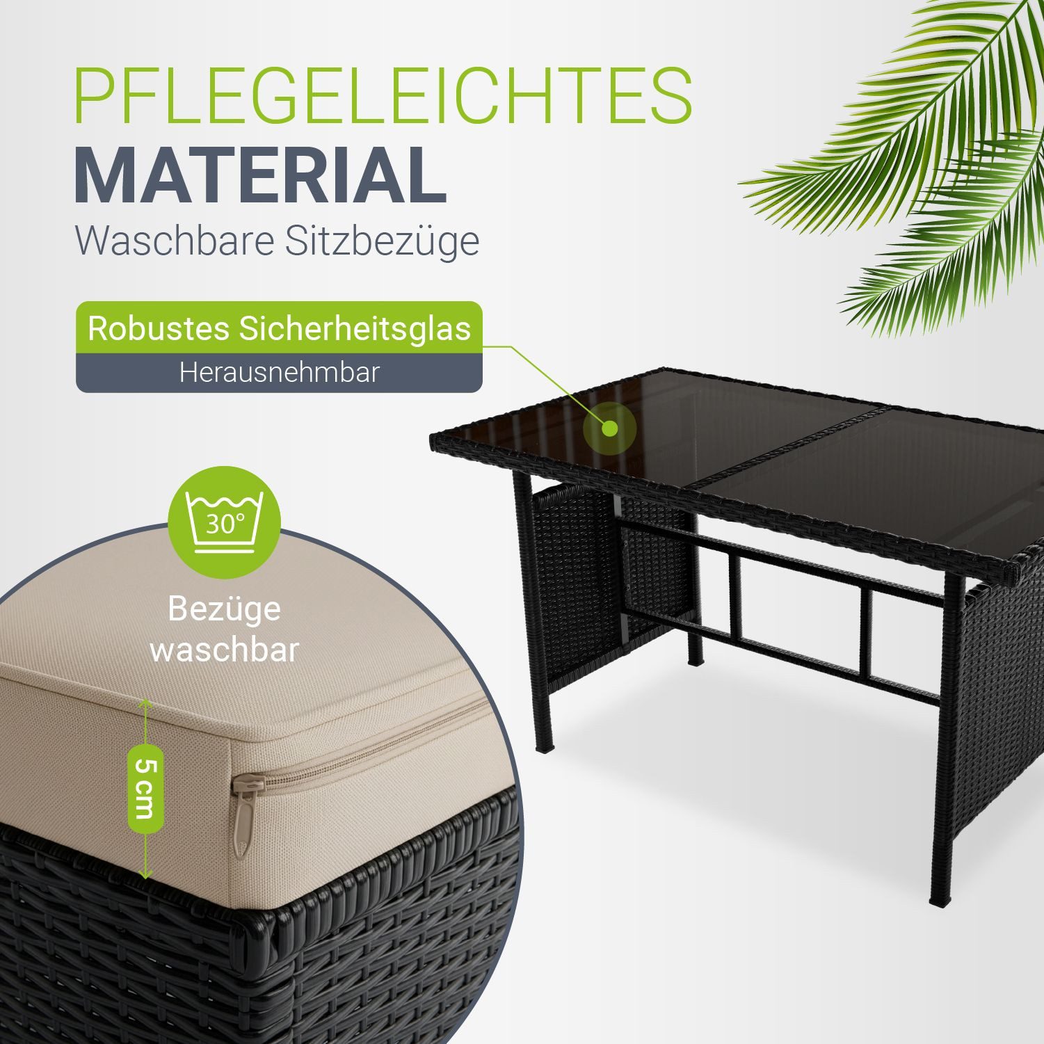 Juskys Gartenlounge-Set Manacor, (Gartenlounge), Polyrattan Gartenmöbel-Set mit Garten-Sofa, Garten-Tisch und 2 Hocker