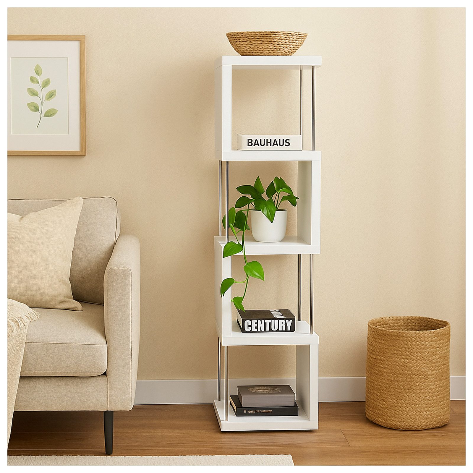 HTI-Living Standregal Standregal 4 Fächer Thekla Weiß, Stück, Regal mit Met günstig online kaufen