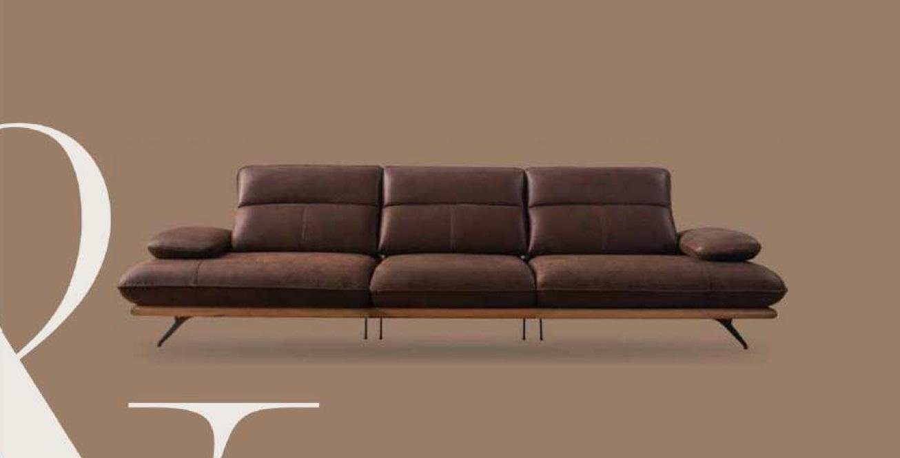 Sofagarnitur Sessel) Kunstleder 1 Sessel Luxus 3 JVmoebel 4 Braun Sofa Gruppe, Sitzer 3 Wohnzimmer-Set 4 (3-St., Sitzer Sitzer