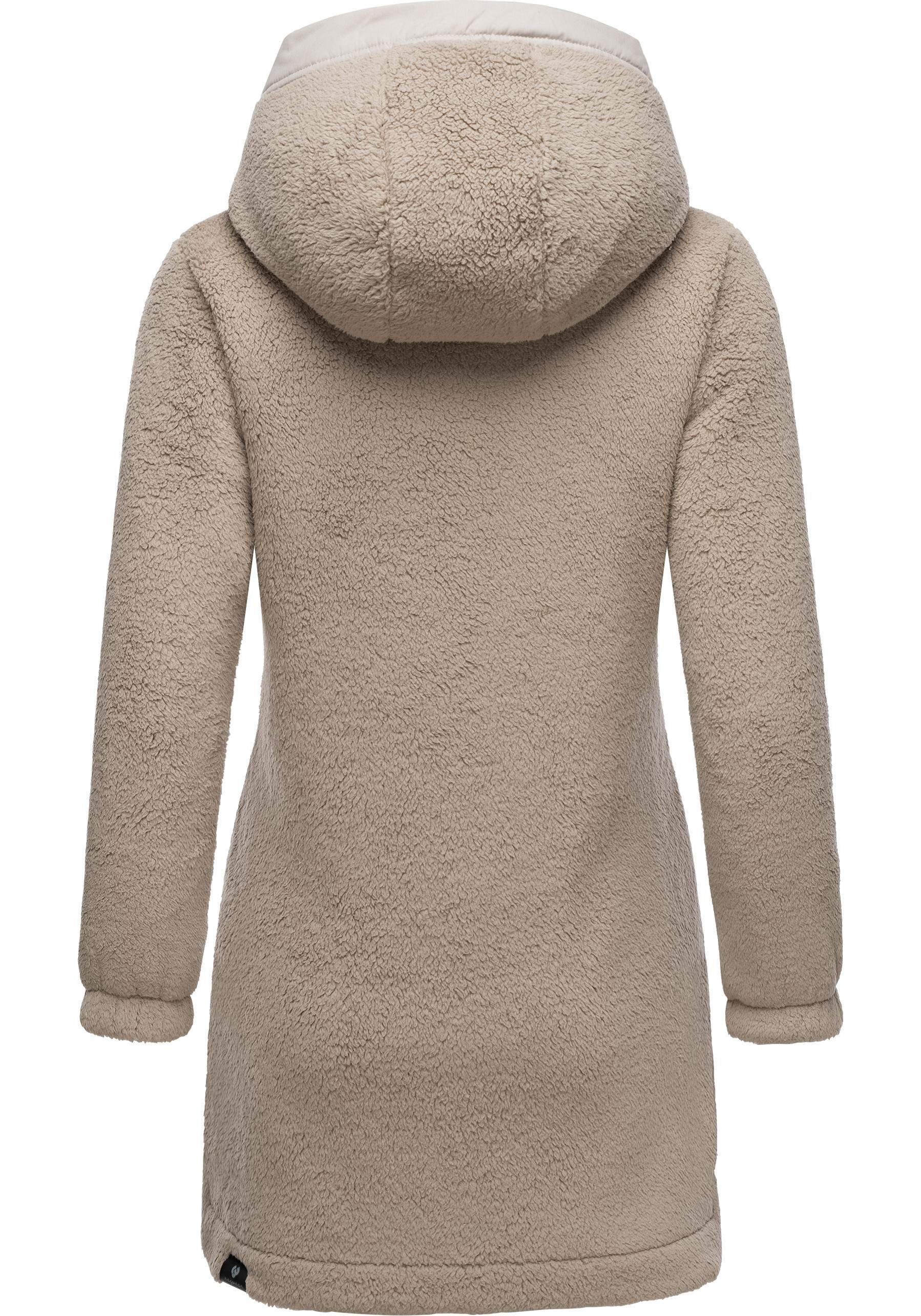 Ragwear Outdoorjacke Cousy flauschige Übergangsjacke mit Teddyfell und Kapuze