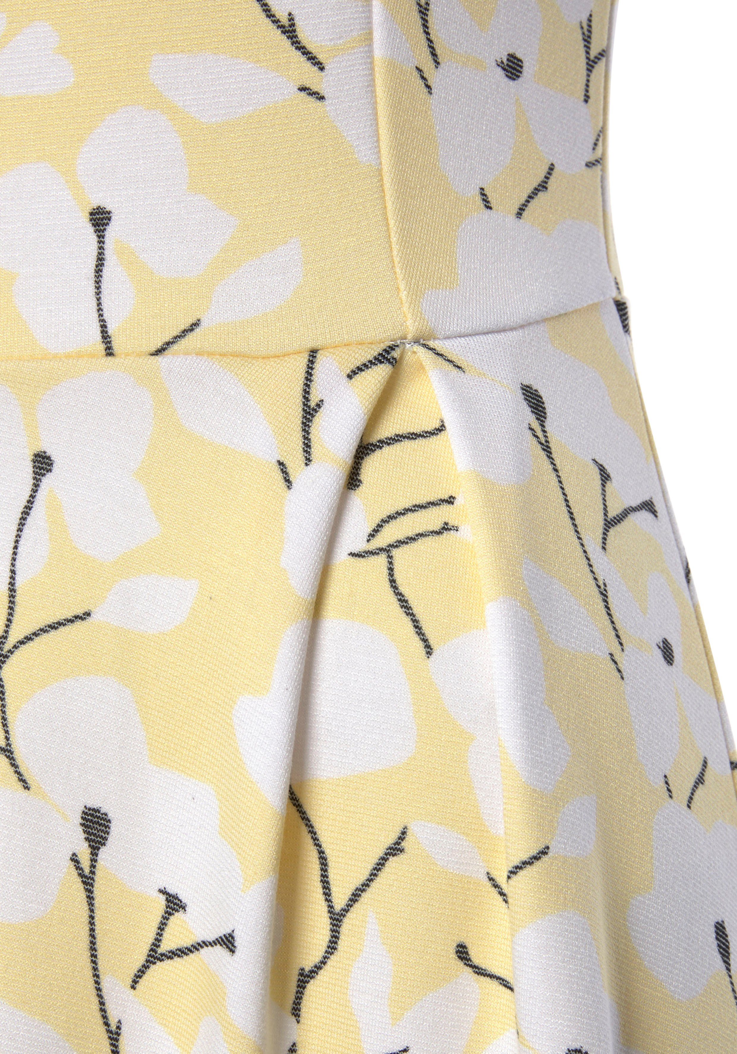 Strandbekleidung Blumendruck, gelb-creme-bedruckt Beachtime Sommerkleid Strandmode, mit