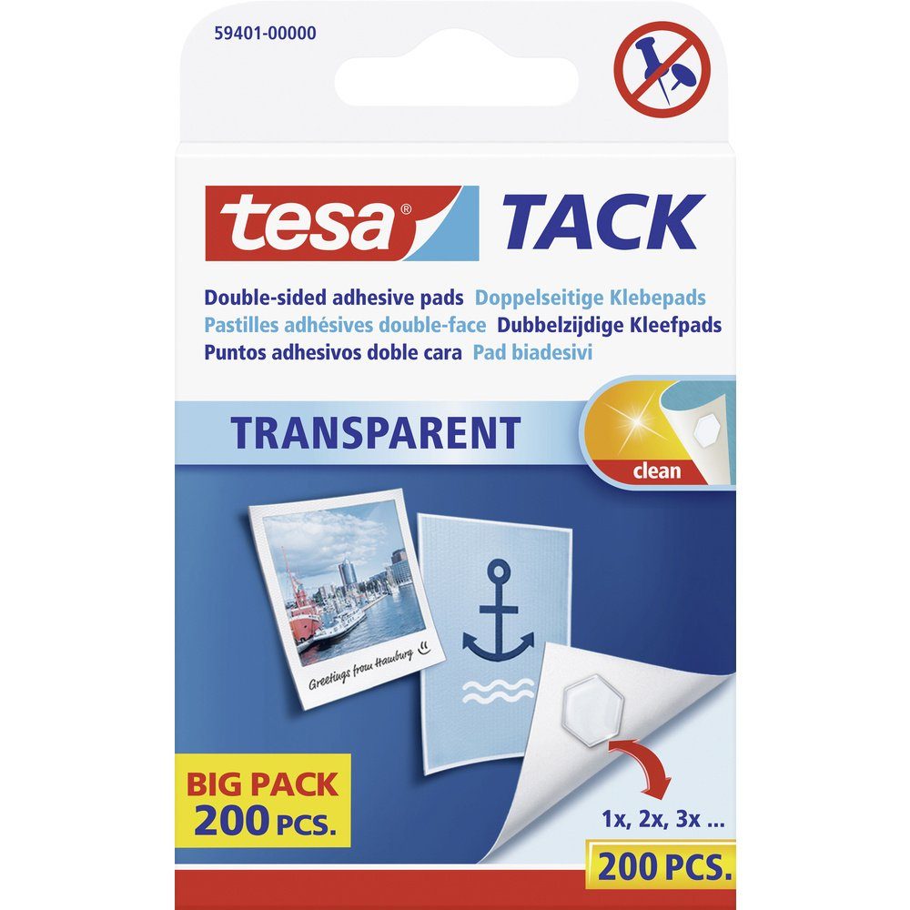 tesa Klebehaken tesa TACK Doppelseitige Klebepads Transparent Inhalt: 200 S günstig online kaufen