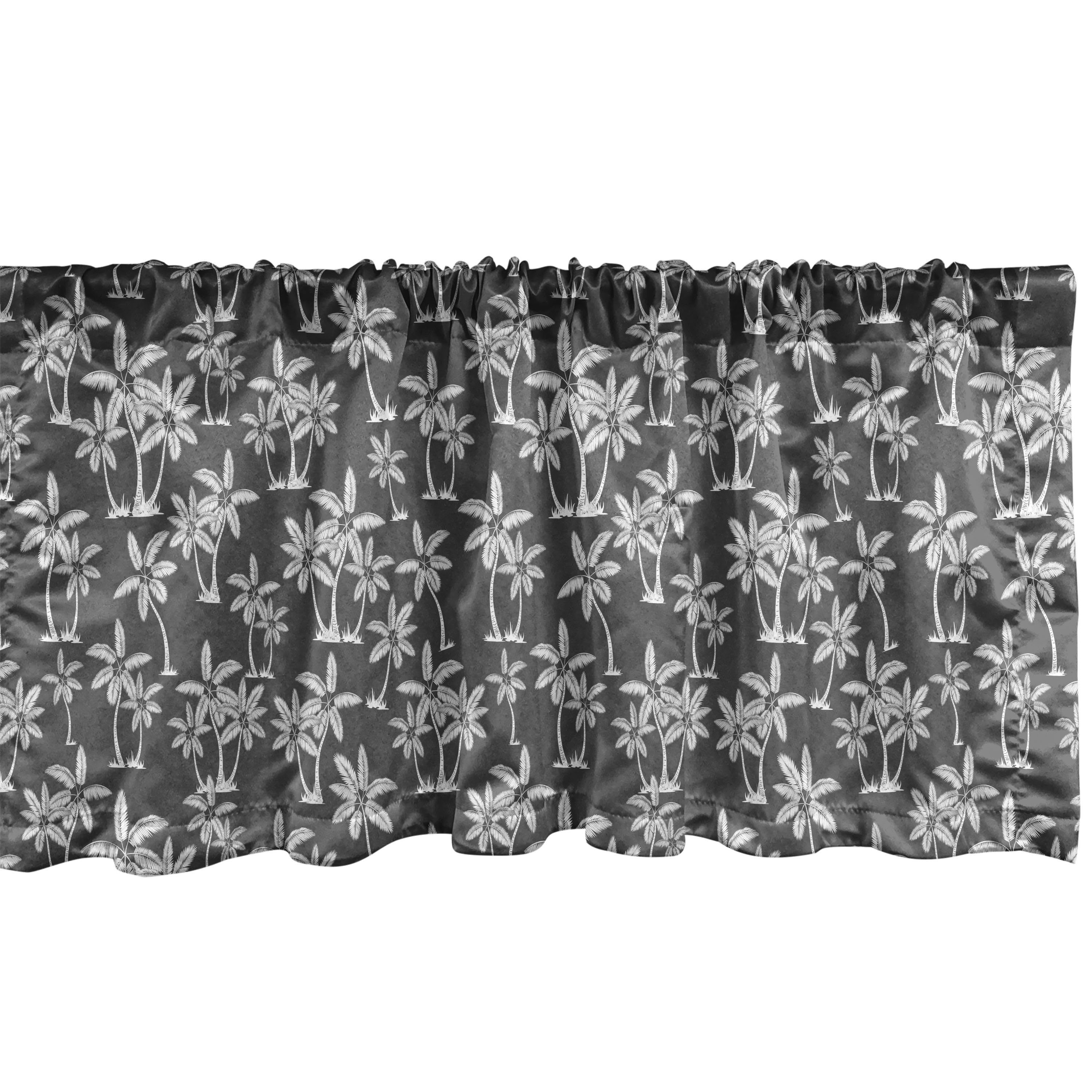 Scheibengardine Vorhang Volant für Küche Schlafzimmer Dekor mit Stangentasche, Abakuhaus, Microfaser, Tropisch Exotische Natur Palmen