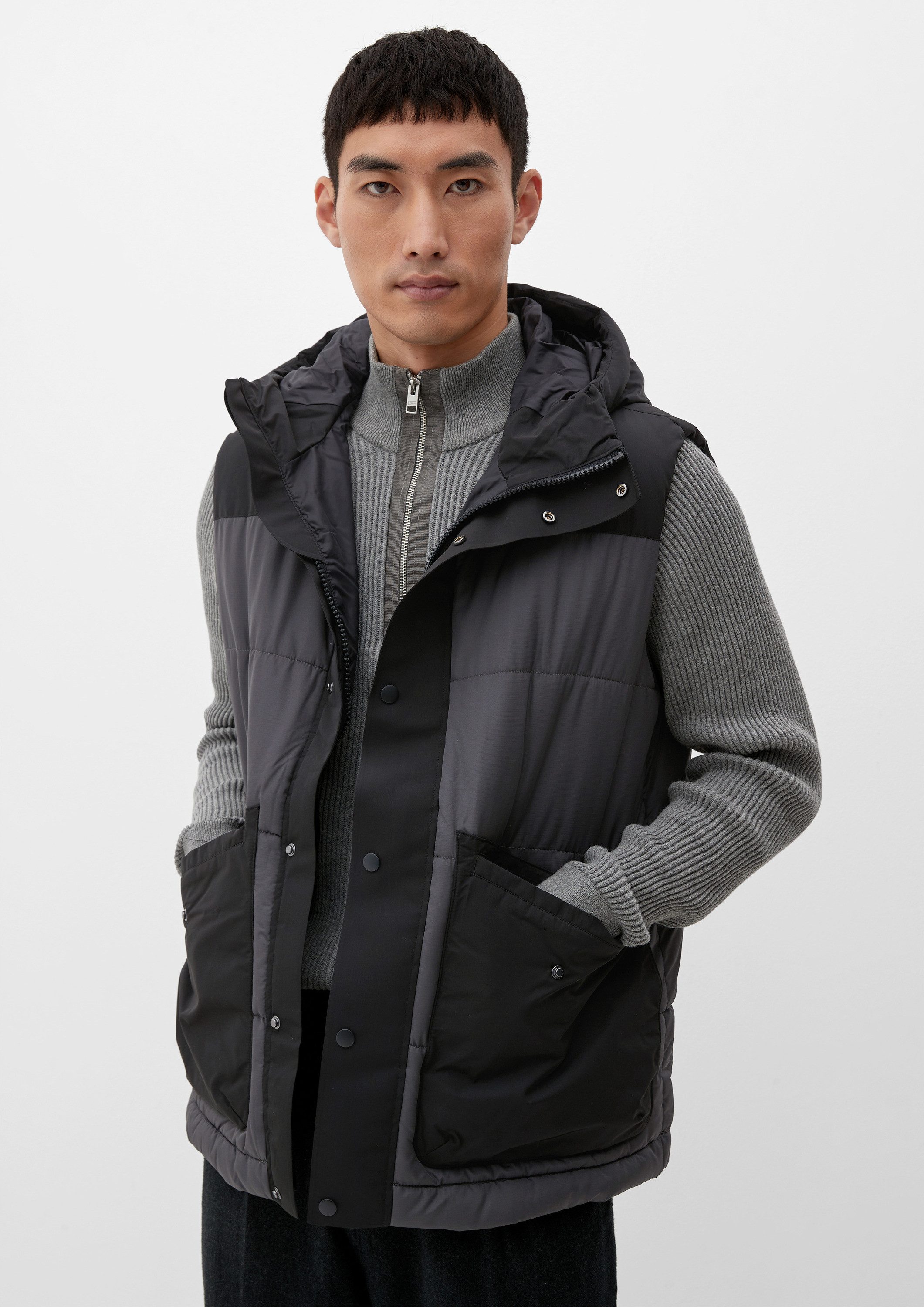 s.Oliver Outdoorjacke Outdoor-Weste Steppweste mit Kapuze