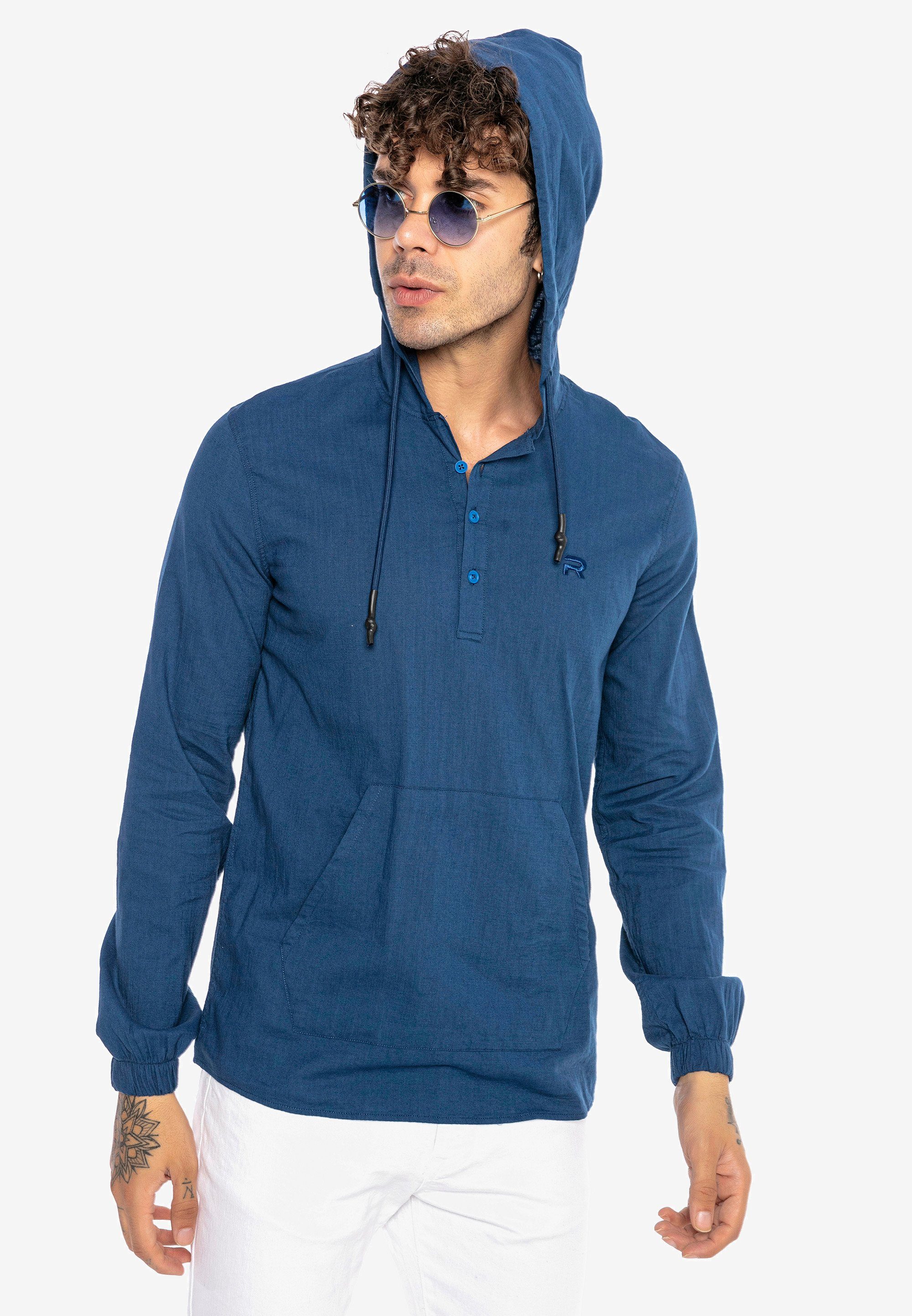 RedBridge Kapuzensweatshirt Manchester im modischen Hemd-Stil indigo