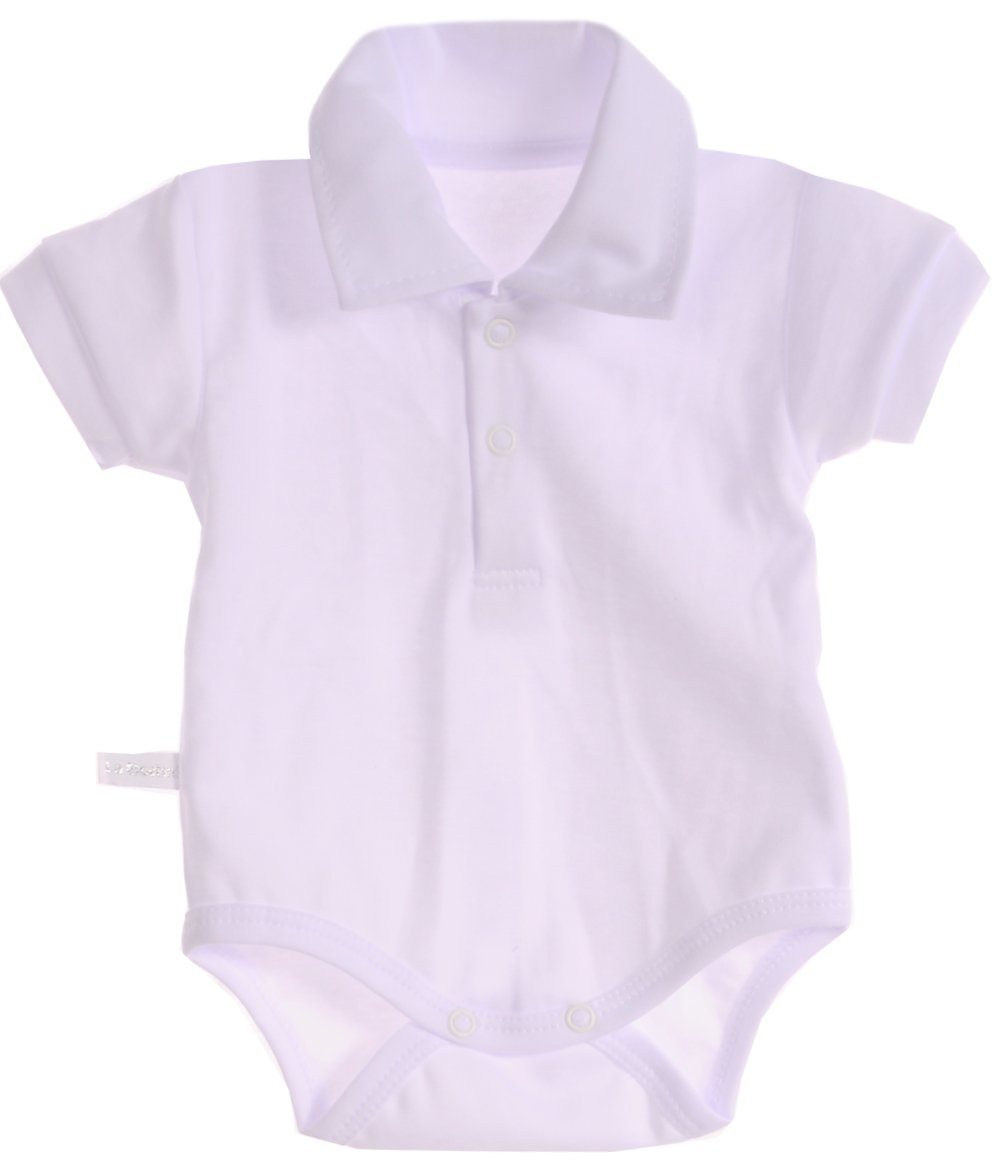 La Bortini Kurzarmbody Body kurzarm festlich in Weiß mit Kragen Polokragen für Baby aus reiner Baumwolle, 44 50 56 62 68 74 80 86 92 98
