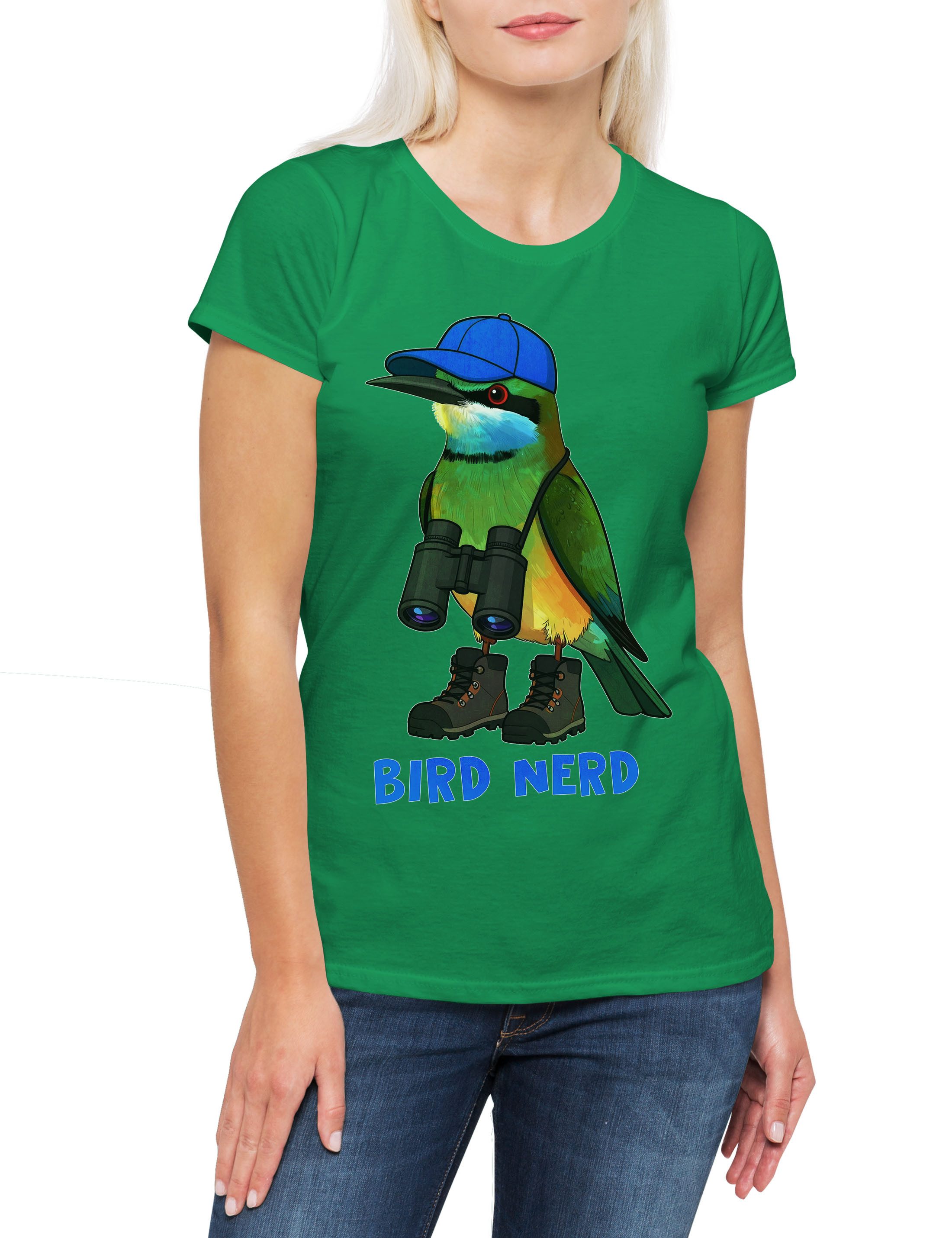 Print-Shirt Bird Nerd Damen T-Shirt Vogel Forscher Nerd Ornithologe Vogelkunde