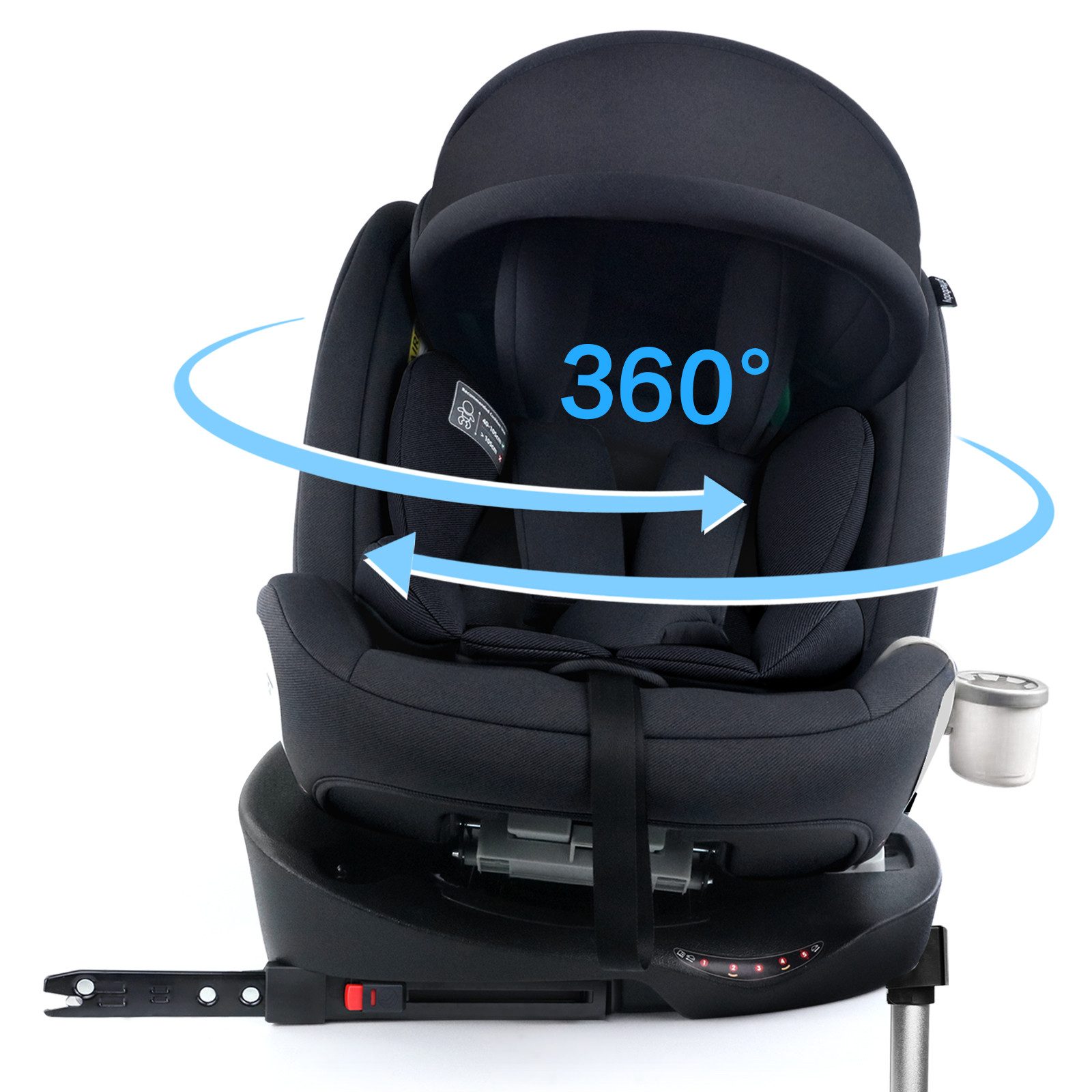 Flieks Autokindersitz ECE R129, ab: ab Geburt, bis: 12 Jahre, ab: 40 cm, bis: 150 cm, 360°Drehbar i-Size mit ISOFIX (0-36kg) Sonnenschirm & …