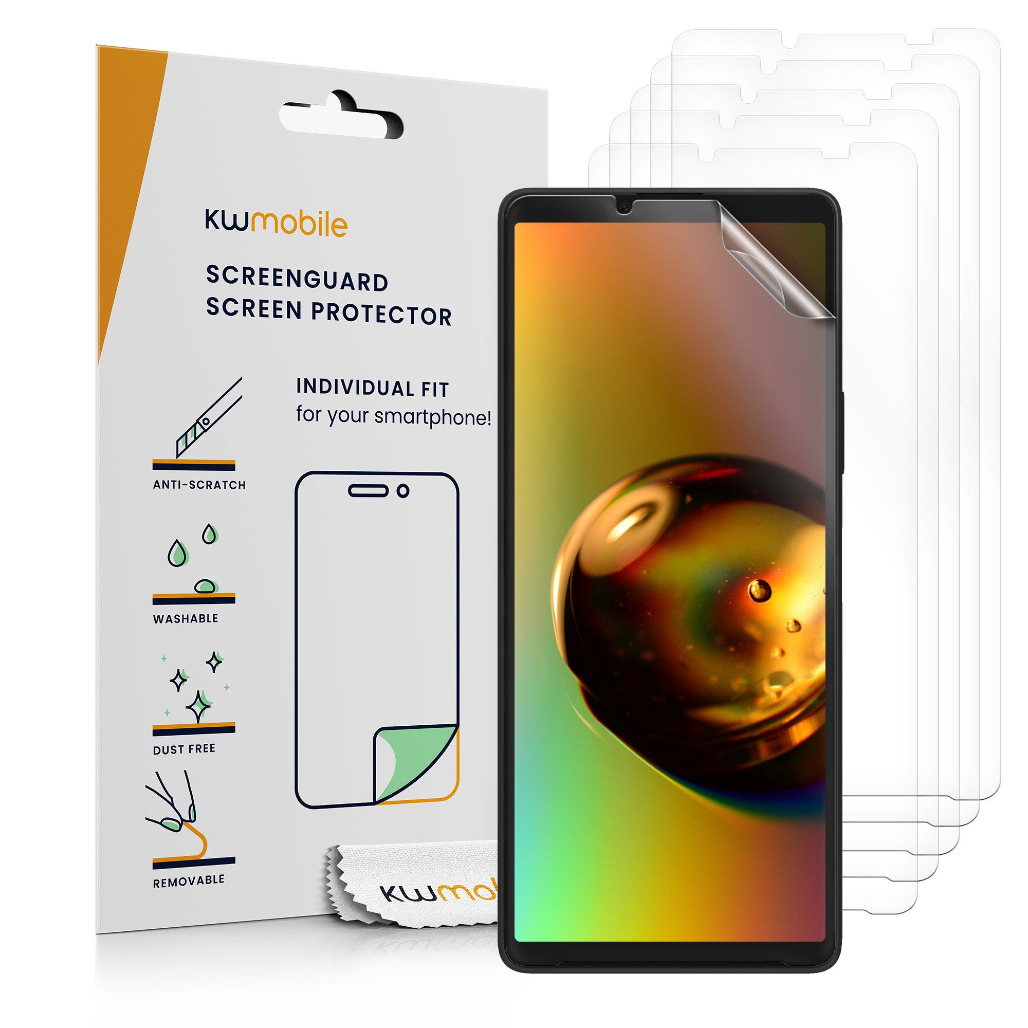 kwmobile Displayschutzfolie 6x Folie, 6 Stück, klare Displayschutzfolie Displayschutz transparent Schutzfolie