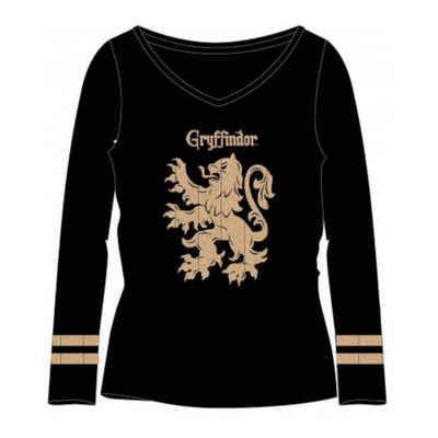 EplusM T-Shirt Harry Potter Langarm-Shirt - Glitzerndes Gryffindor Wappen, schwarz-g