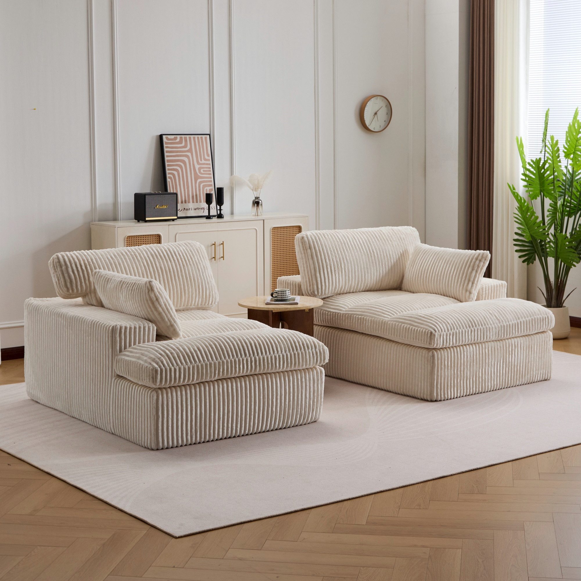 Vankel Loungesofa Schlafsofa 2-Sitzer Couch mit Bettfunktion und weichem Cordstoff, Bequemes Sofa für kleine Räume mit weichem Cord und Gästefunktion