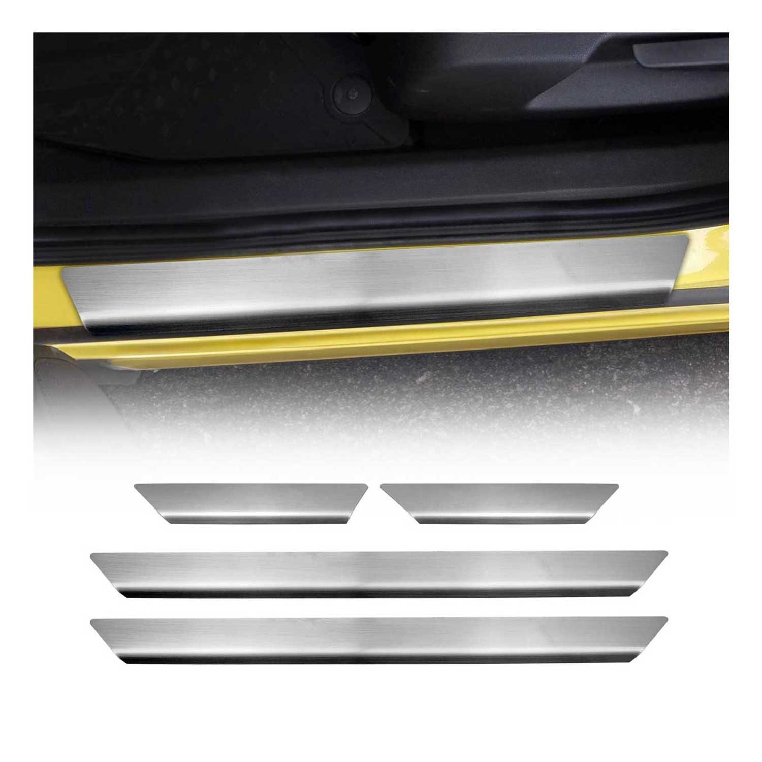 OMAC Zierleisten-Aufkleber Einstiegsleisten für Nissan X-Trail 2001-2007 Edelstahl Silber 2x, (4tlg), Langlebig,Einfache Reinigung,Einfache Installation,Rostbeständig