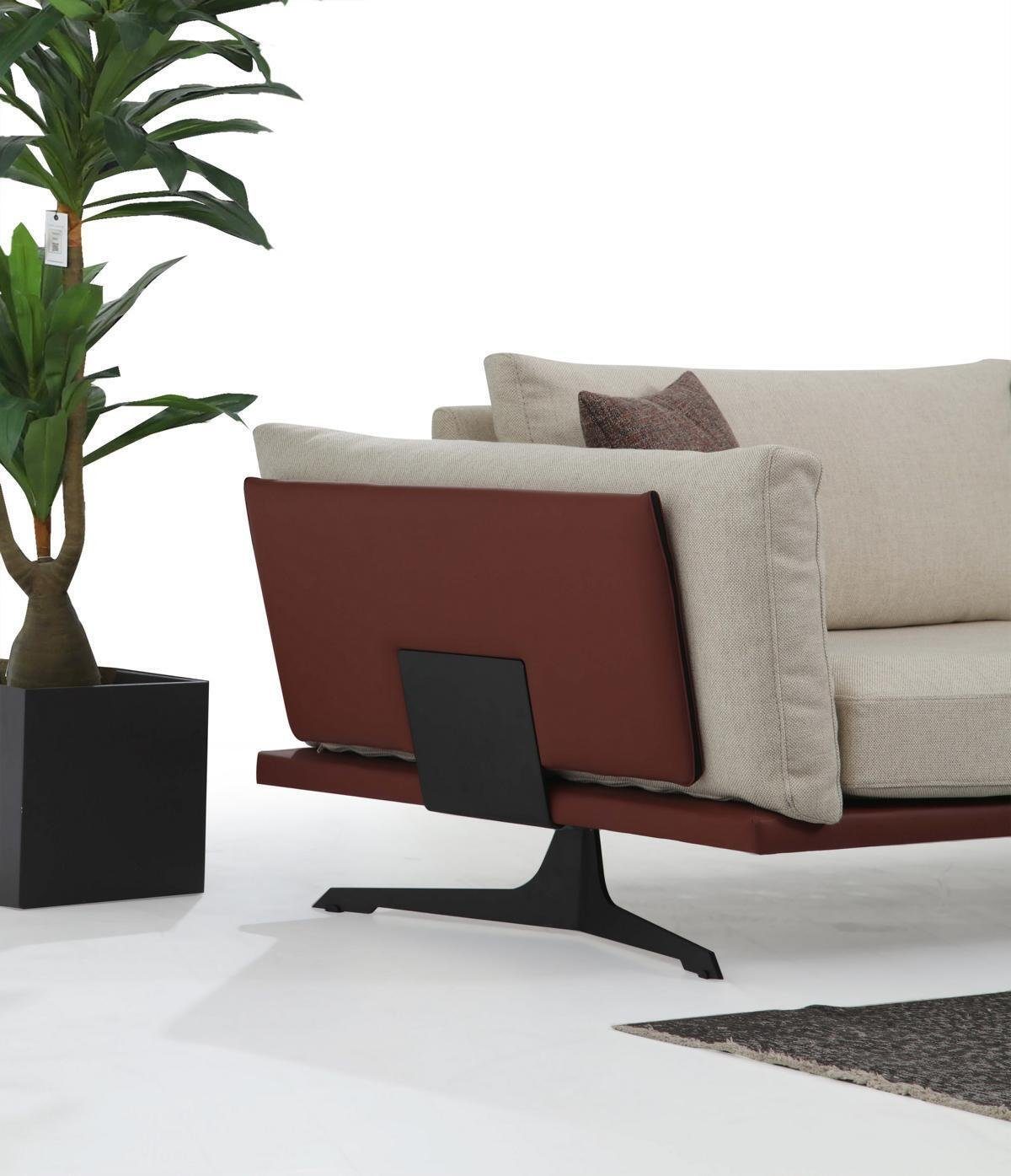 3 Design Dreisitzer Sitzer Teile, 1 JVmoebel Wohnzimmer Made in Sofa Beige Modern Europa 3-Sitzer Luxus, Stoff