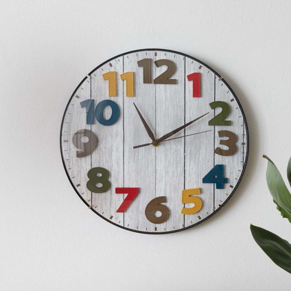 Home-trends24.de Wanduhr bunt Wanduhr Wanddeko batteriebetrieben analogen Zifferblatt Rund