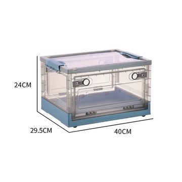 Nilpferd Aufbewahrungsbox Faltbare Kunststoff-Aufbewahrungsbox, Organizer als Schuhkarton (Set, 1 St., Blau), Transparent mit Deckel & Rädern. Öffnen von oben/2 Seiten