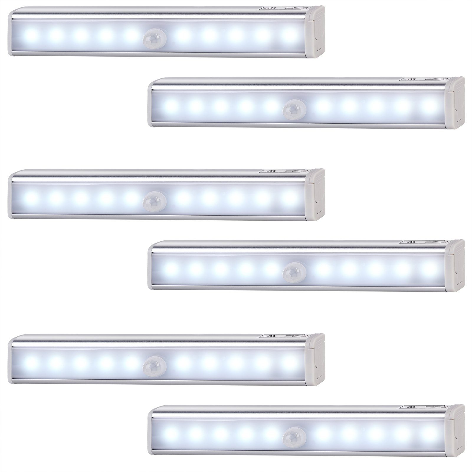 mit LED Bewegungsmelder verbaut, Schrankleuchte, 6er Einbauleuchte kabellos Magnet fest Estelar, monzana Set Batterie LED