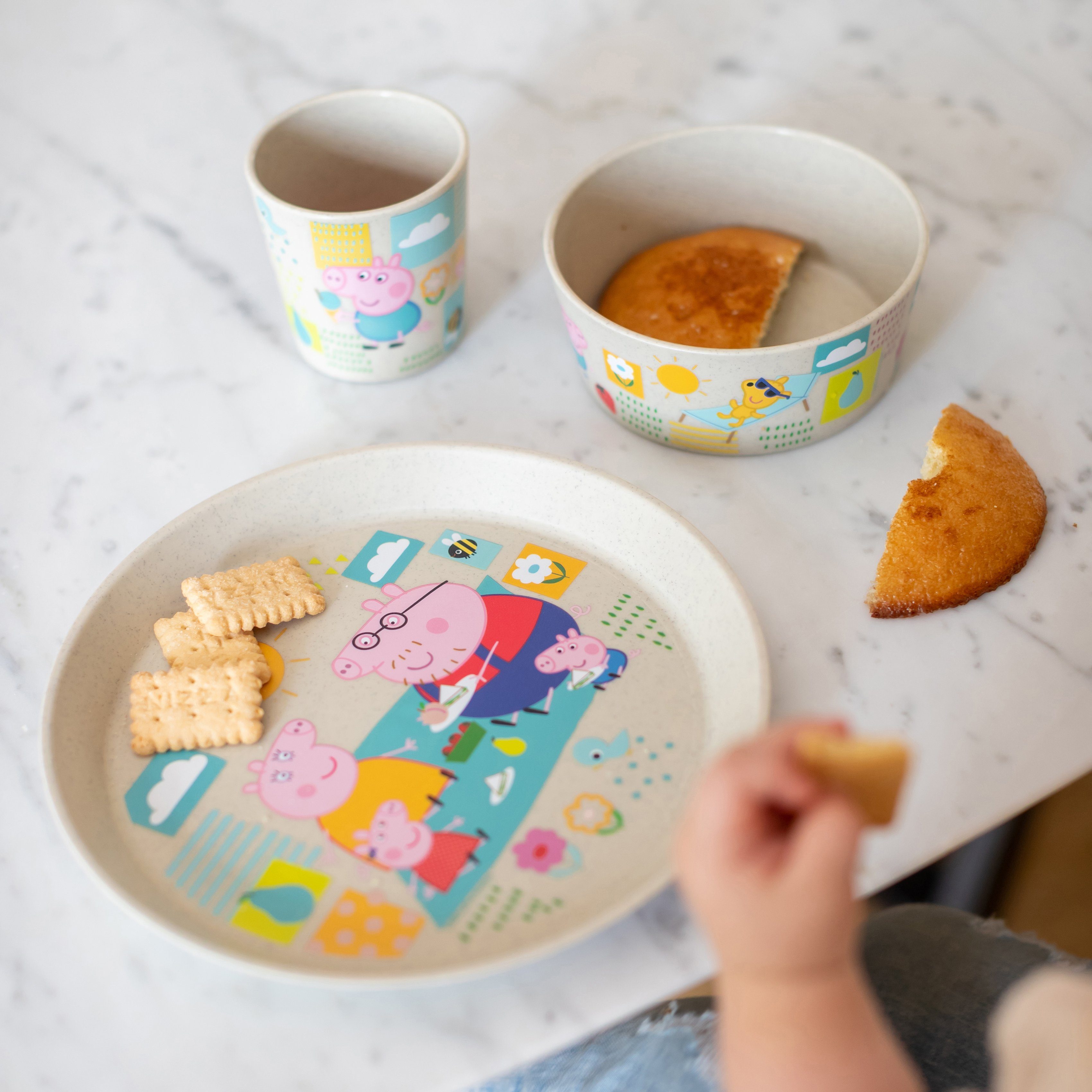 KOZIOL Kindergeschirr-Set CONNECT PEPPA PIG (3-tlg), 1 Personen, Kunststoff, Made in Germany, 3 Teile, für 1 Person