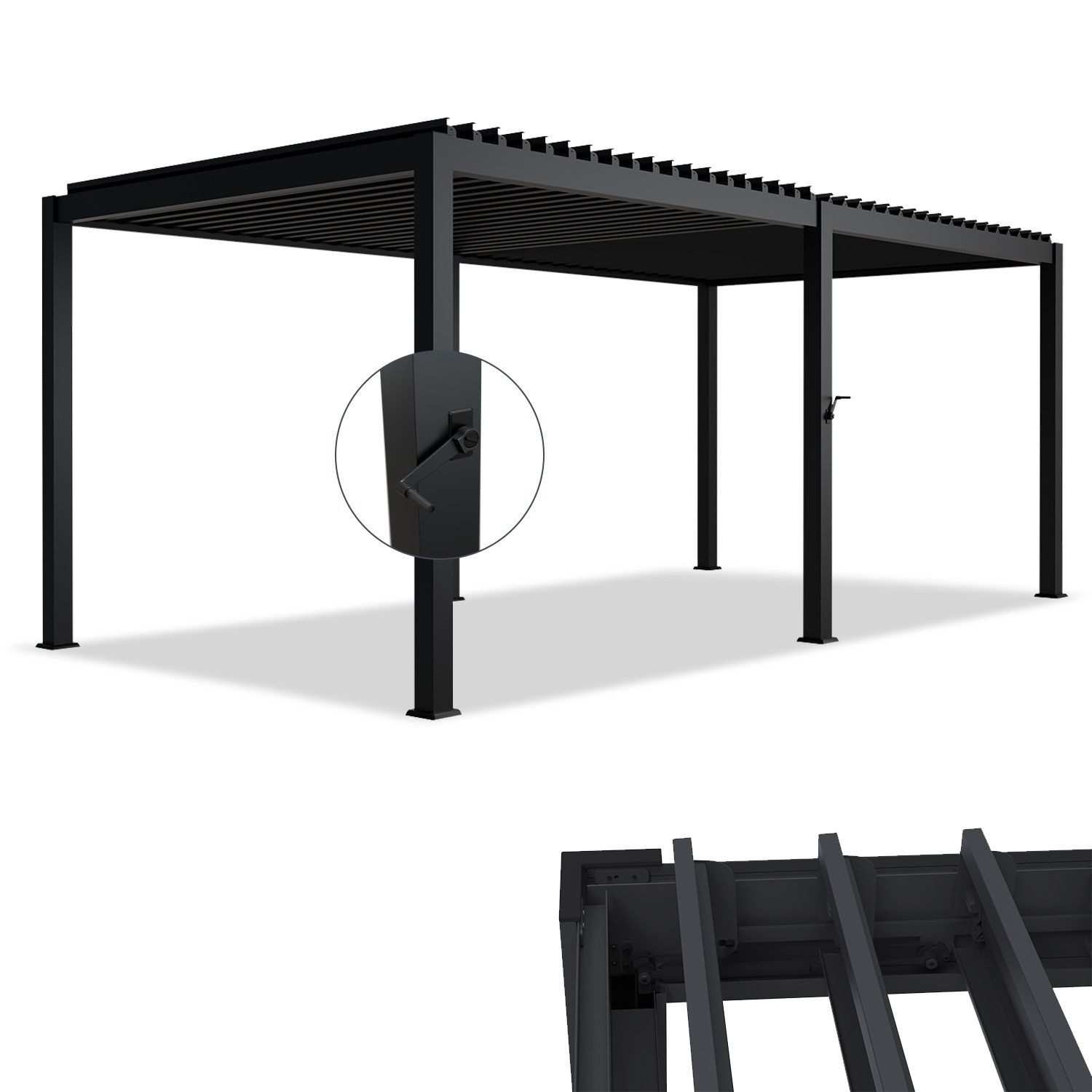 Juskys Terrassendach Tahiti 3x5,9 m, Lamellendach, günstig online kaufen