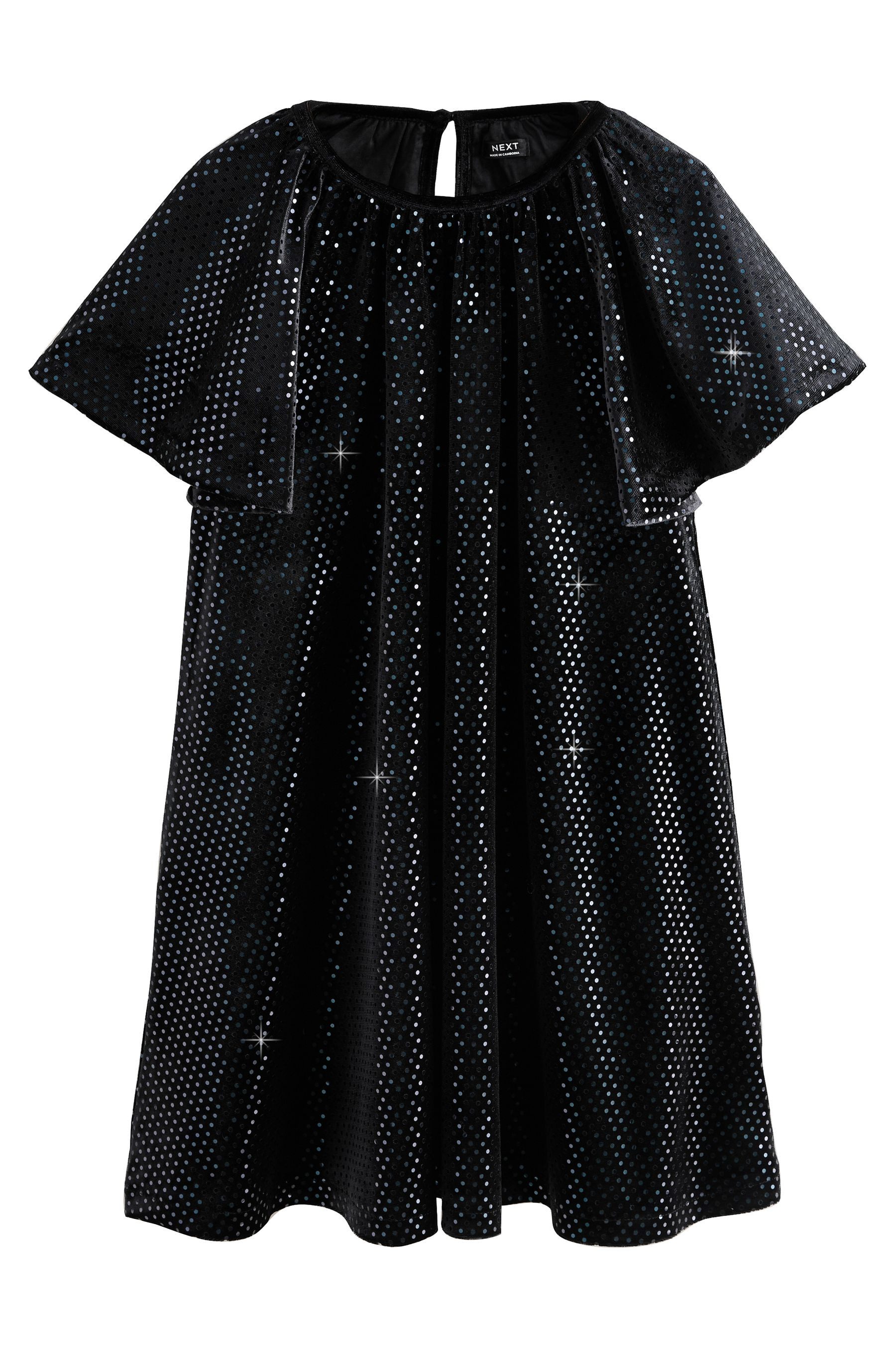 Next Lederkleid Velours-Kleid mit Folienpunkte (1-tlg)