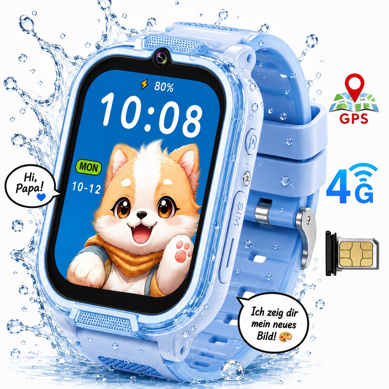 ibettertec Kinderuhr Smartwatch Kinder mit GPS und 4G, Installierbare APP Smartwatch (Smartwatch cm) (1,83 Zoll), 1,83"", 8GB, GPS+LES, 4G-LTE, IP67, SOS, Bluetooth, Fitnessuhr für Jungen und Mädchen Kinderuhr