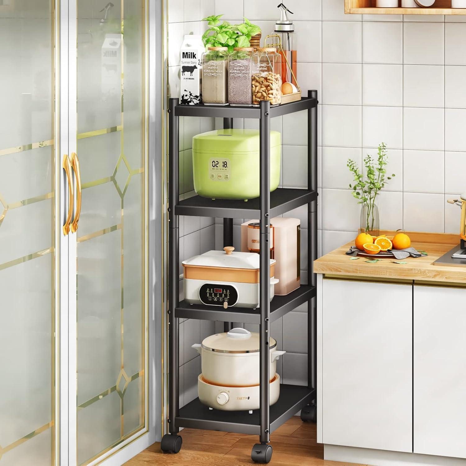 LuxusKollektion Standregal Standregal Metallregal Küchenregal Rollen 5 Etagen 4 Tier