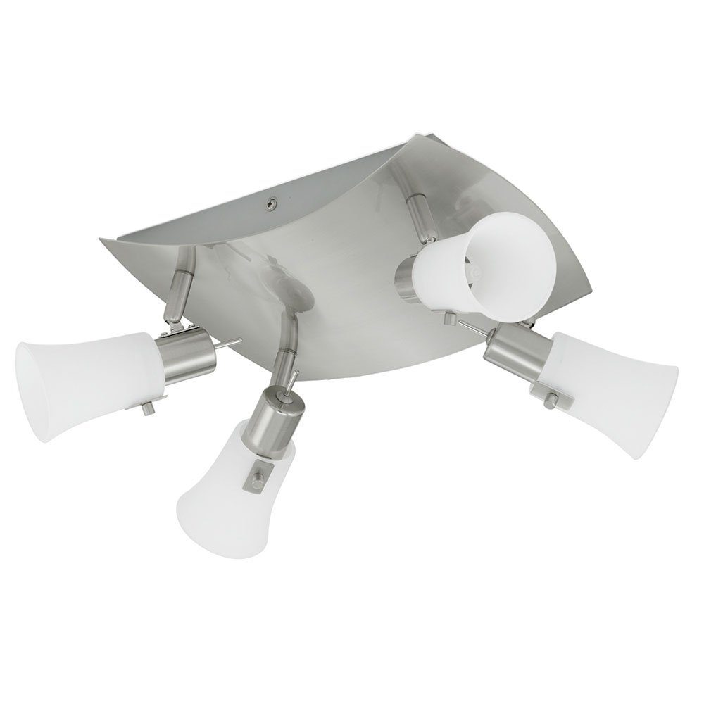 EGLO LED Deckenspot, Leuchtmittel nicht inklusive, Deckenlampe Deckenleuchte Spotlampe schwenkbar Glas 4 flammig L 28 cm