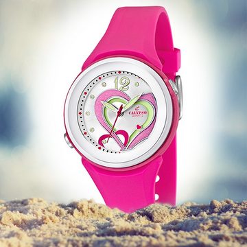 CALYPSO WATCHES Quarzuhr Calypso Damen Uhr K5576/5 Kunststoffband, Damen Armbanduhr rund, PURarmband pink, Fashion