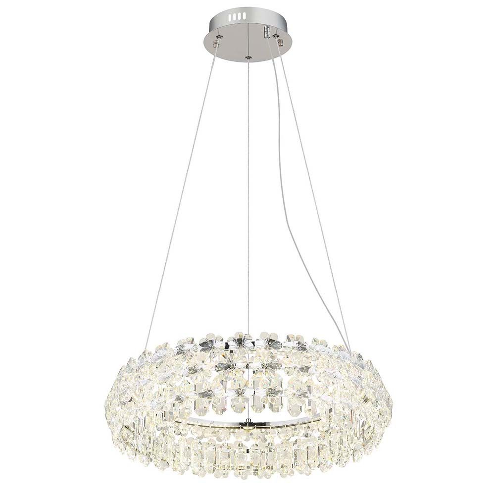 GLOBO LIGHTING LED Pendelleuchte, LED-Leuchtmittel fest verbaut, Warmweiß, Pendelleuchte Pendellampe Esstischleuchte Kristalle chrom 1 flammig