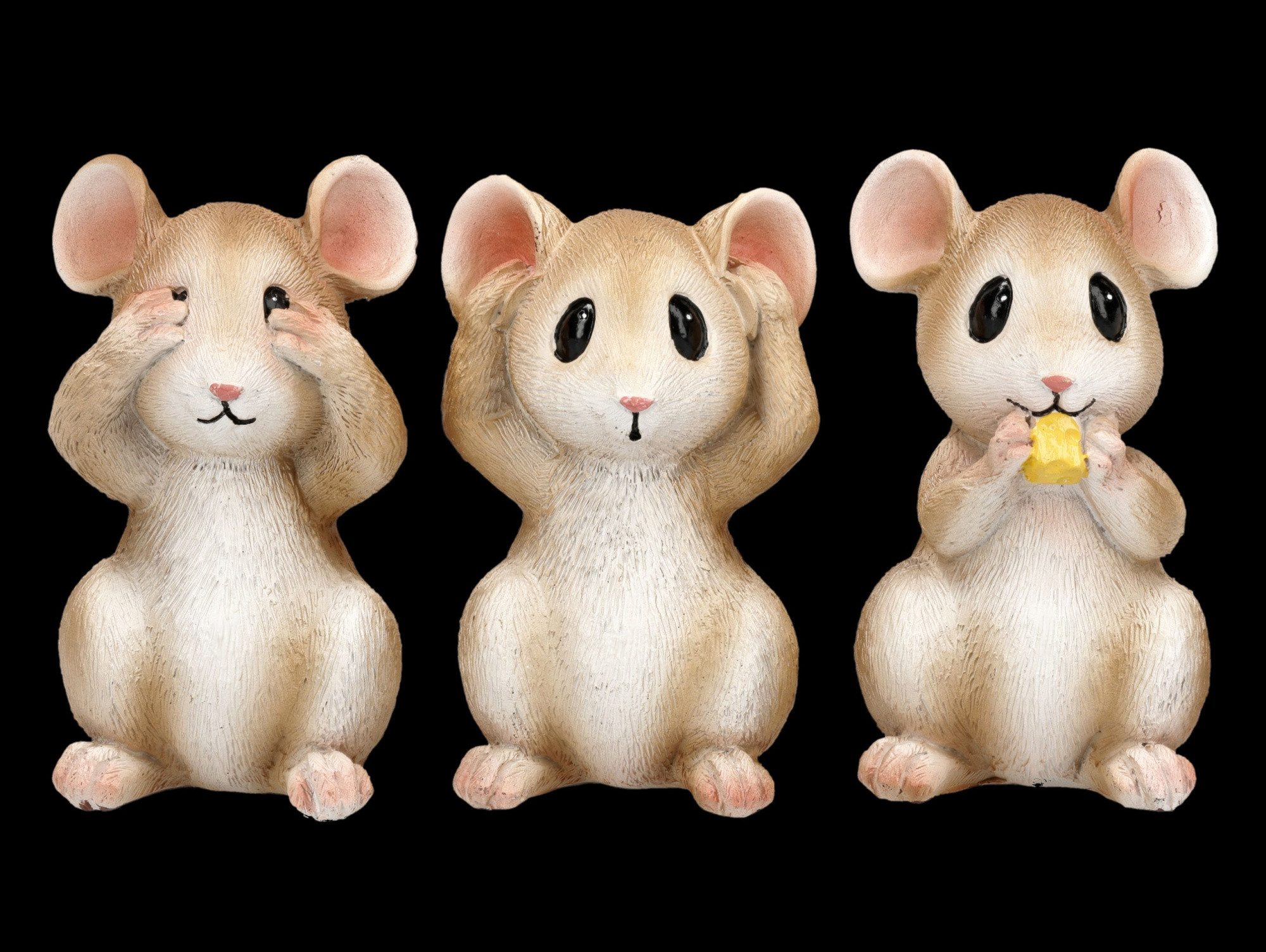 Figuren Shop GmbH Tierfigur Mäuse Figur Set – Hören Sehen Schweigen Tierfiguren Dekofigur 9 cm
