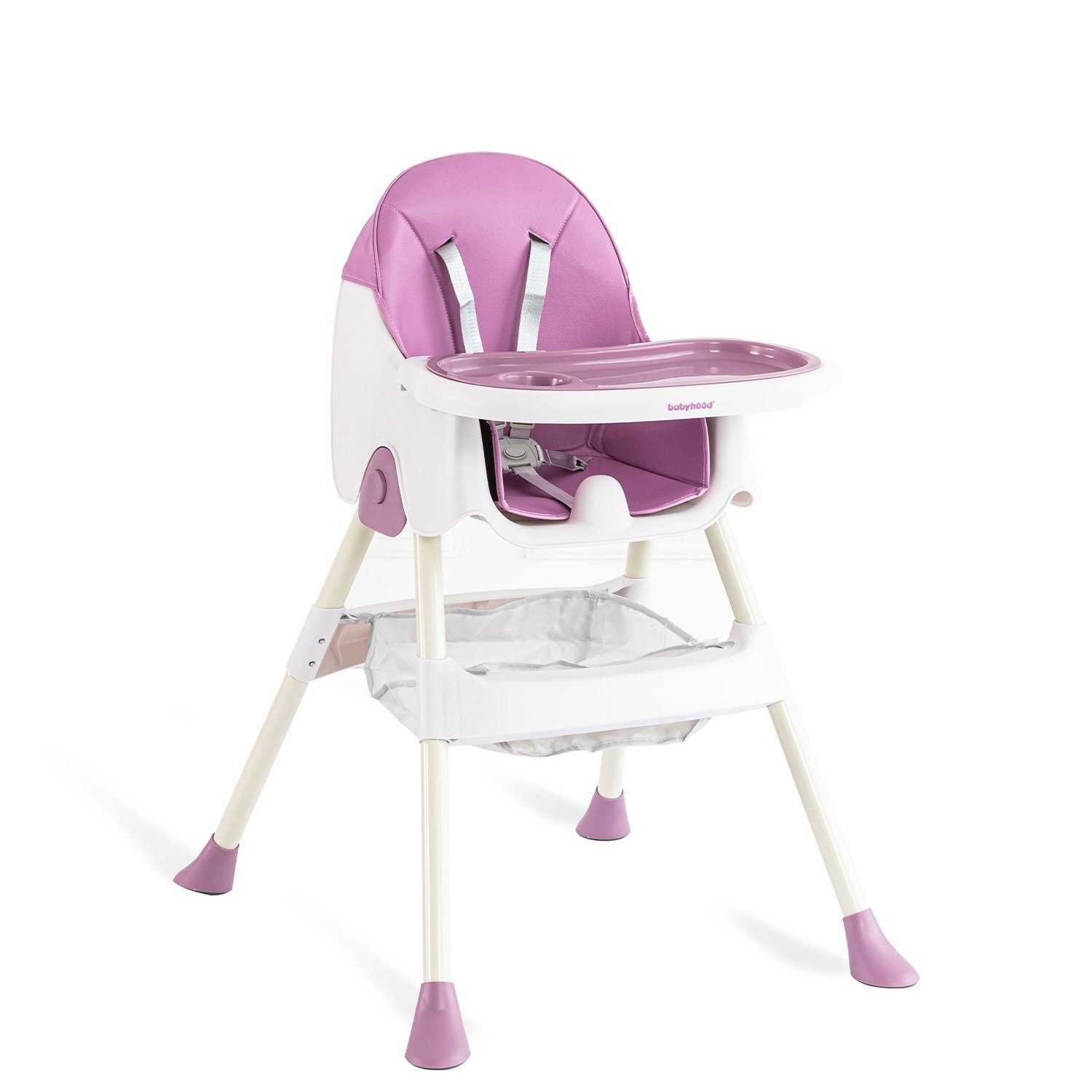 violett/ in Hochstuhl (mit Babystuhl (Türkis) Kinderklappstuhl 6 4 wasserdichtes Kombihochstuhl 2 klappbar, 1 Tablett), Hochstuhl abnehmbares Kinder bis Ablagekorb, belastbar, grün mit 5-Punkt-Sicherheitsgurt, FOXSPORT Monate Jahre, 50kg