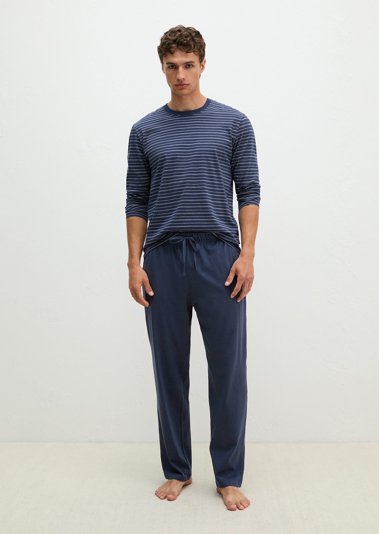 Marc O'Polo Pyjama aus Baumwoll-Jersey, mit lockerer Passform, Langarm