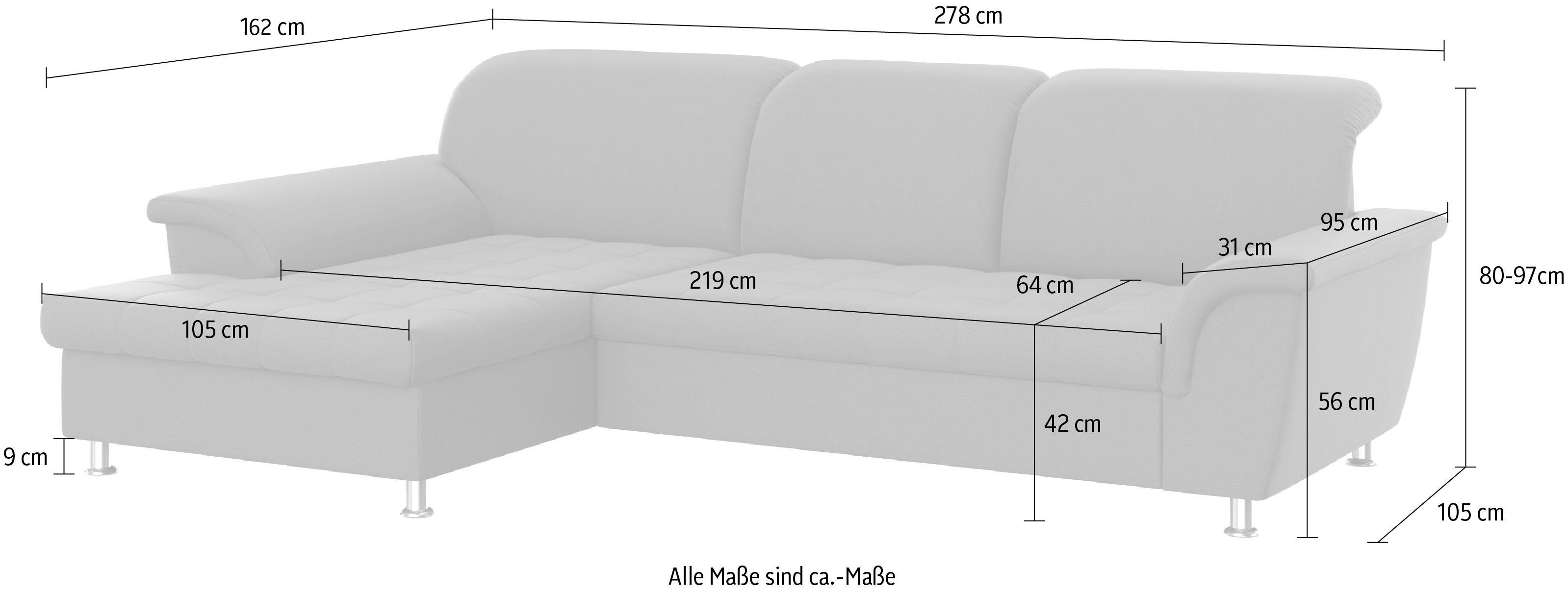 wahlweise collection DOMO Ecksofa mit Bettfunktion, Franzi, und Bettkasten Kopfteilverstellung