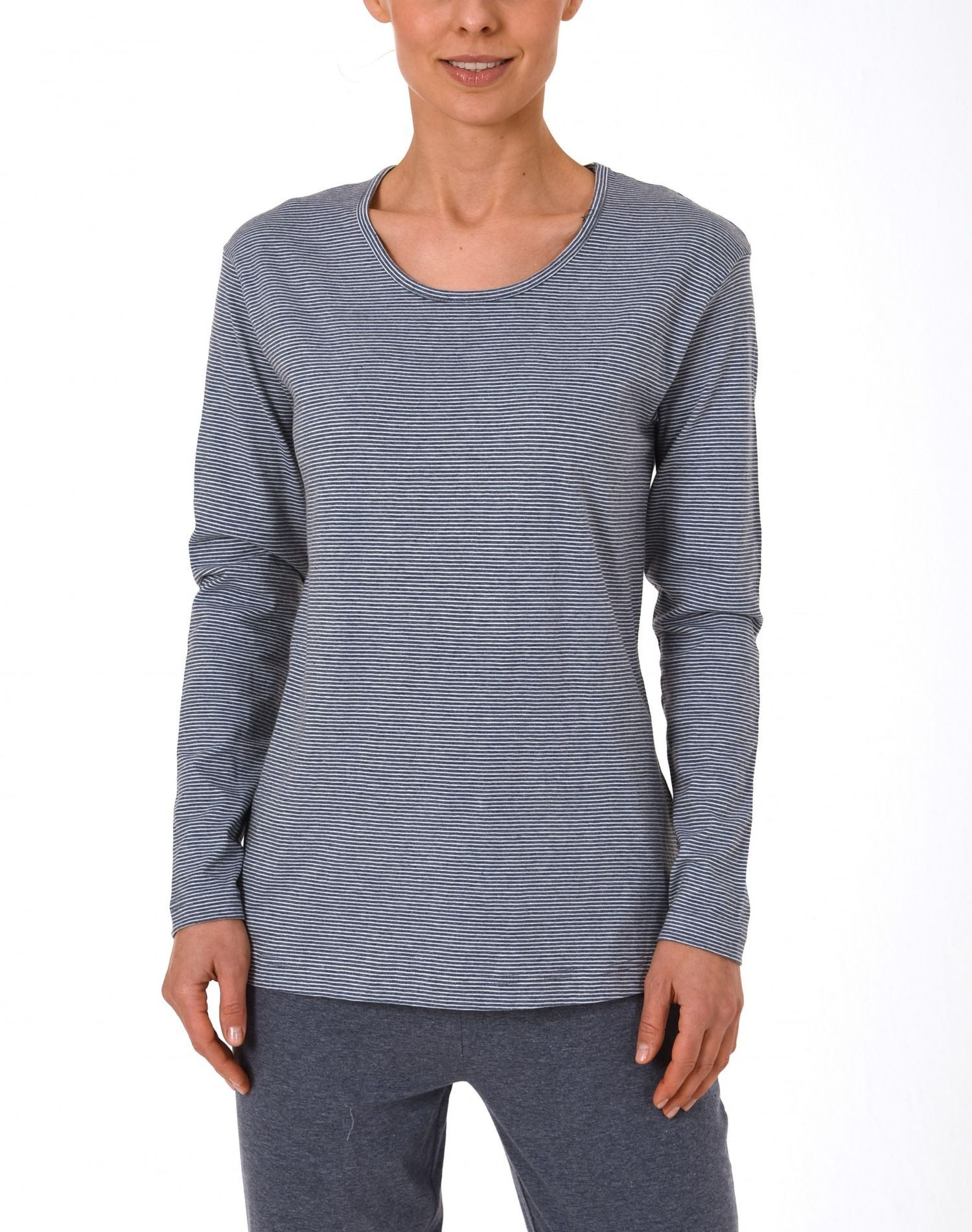 Relaxanzug Damen Shirt Oberteil langarm Mix & Match Streifendesign