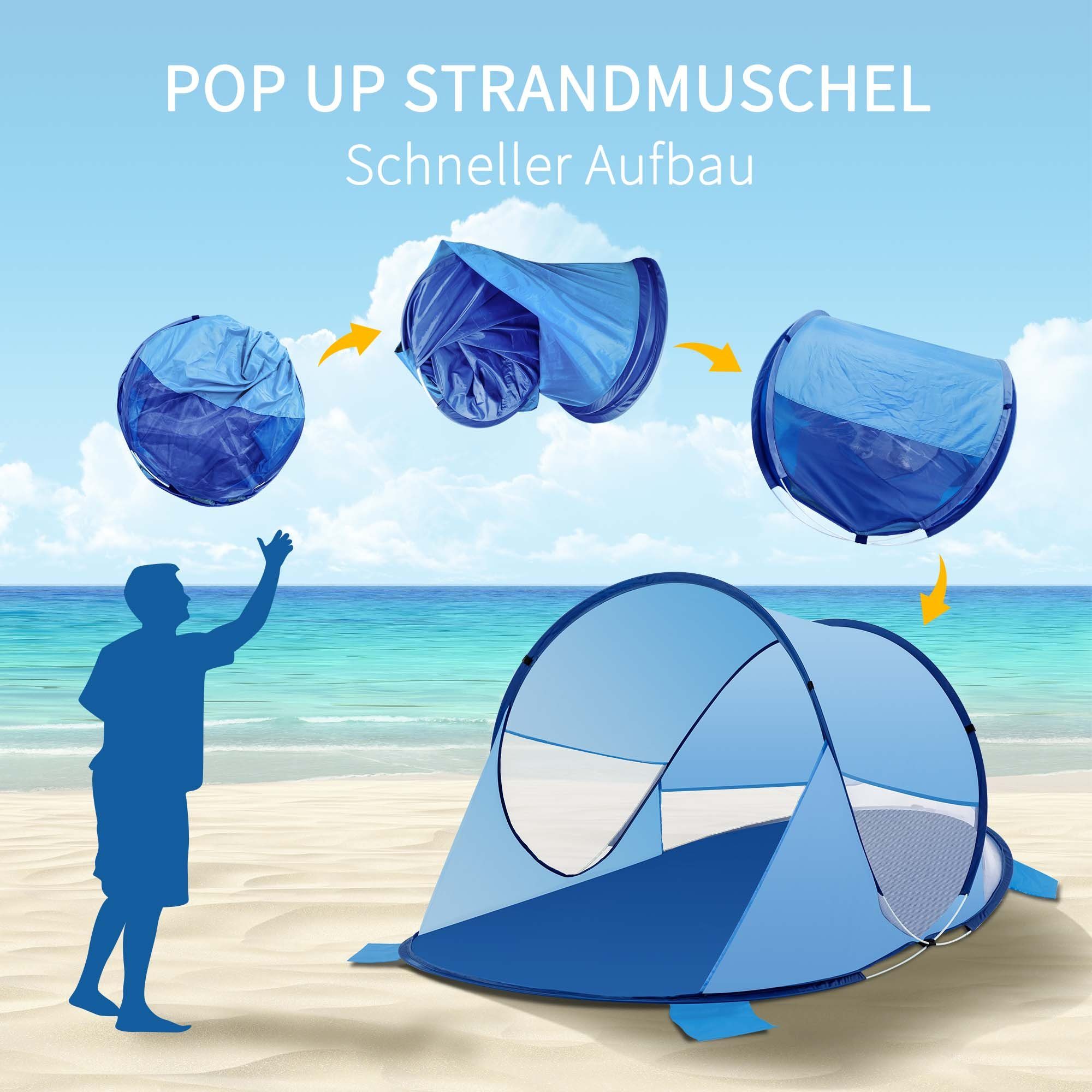 Zelt und D-Blau+H-Blau Duhome Strandmuschel, Wetter- Polyester Pop Up Sichtschutz Strandmuschel Strandzelt