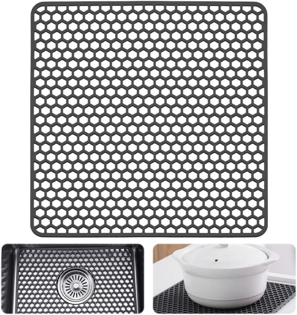 YVMOOEC Abtropfmatte Silikon-Spülbeckenmatte 30,5 x 30,5 cm, zum Aufbewahren und Trocknen von Besteck
