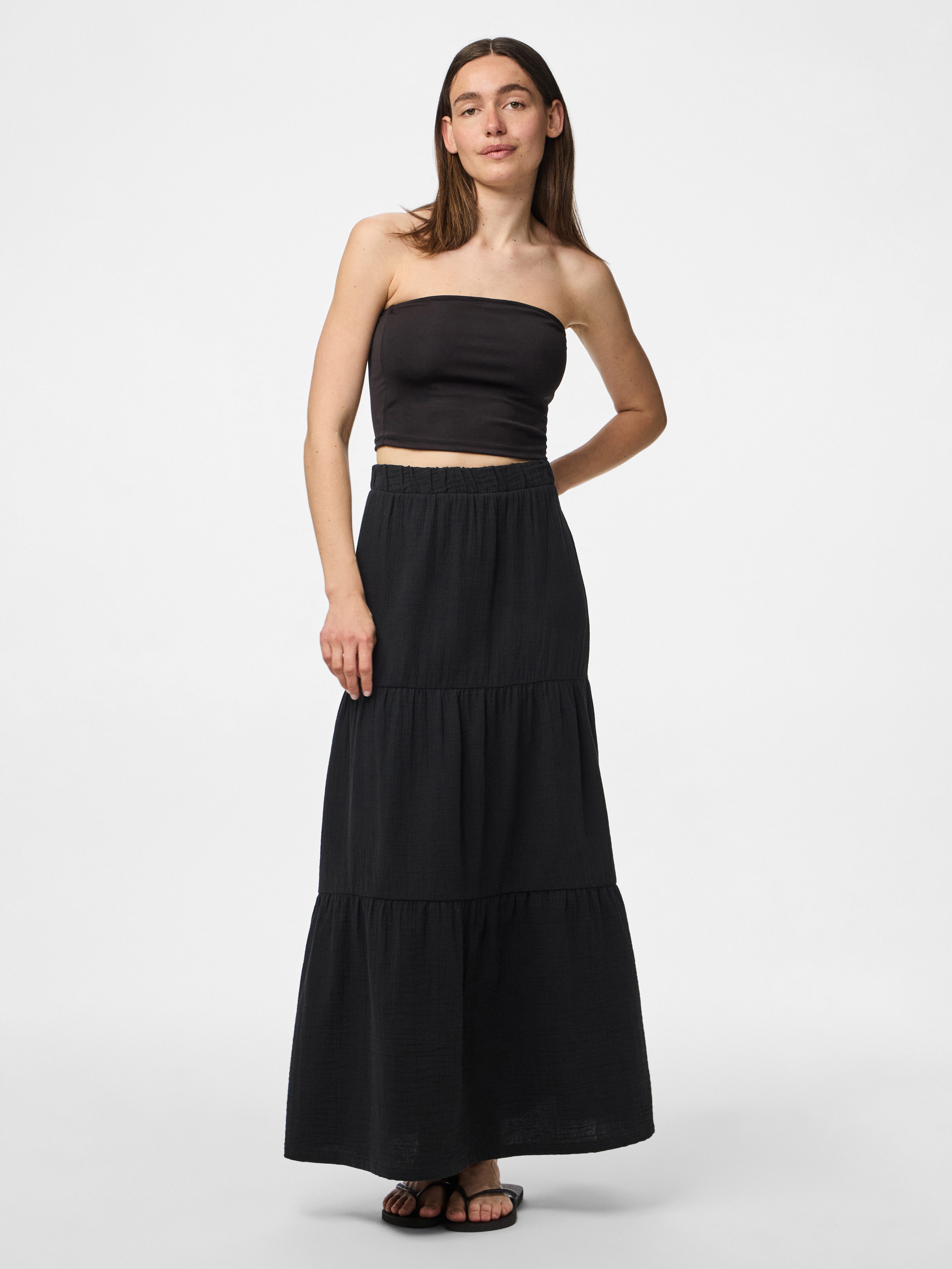 pieces Maxirock PCSIKKA HW MAXI SKIRT WVN NOOS mit Stufen