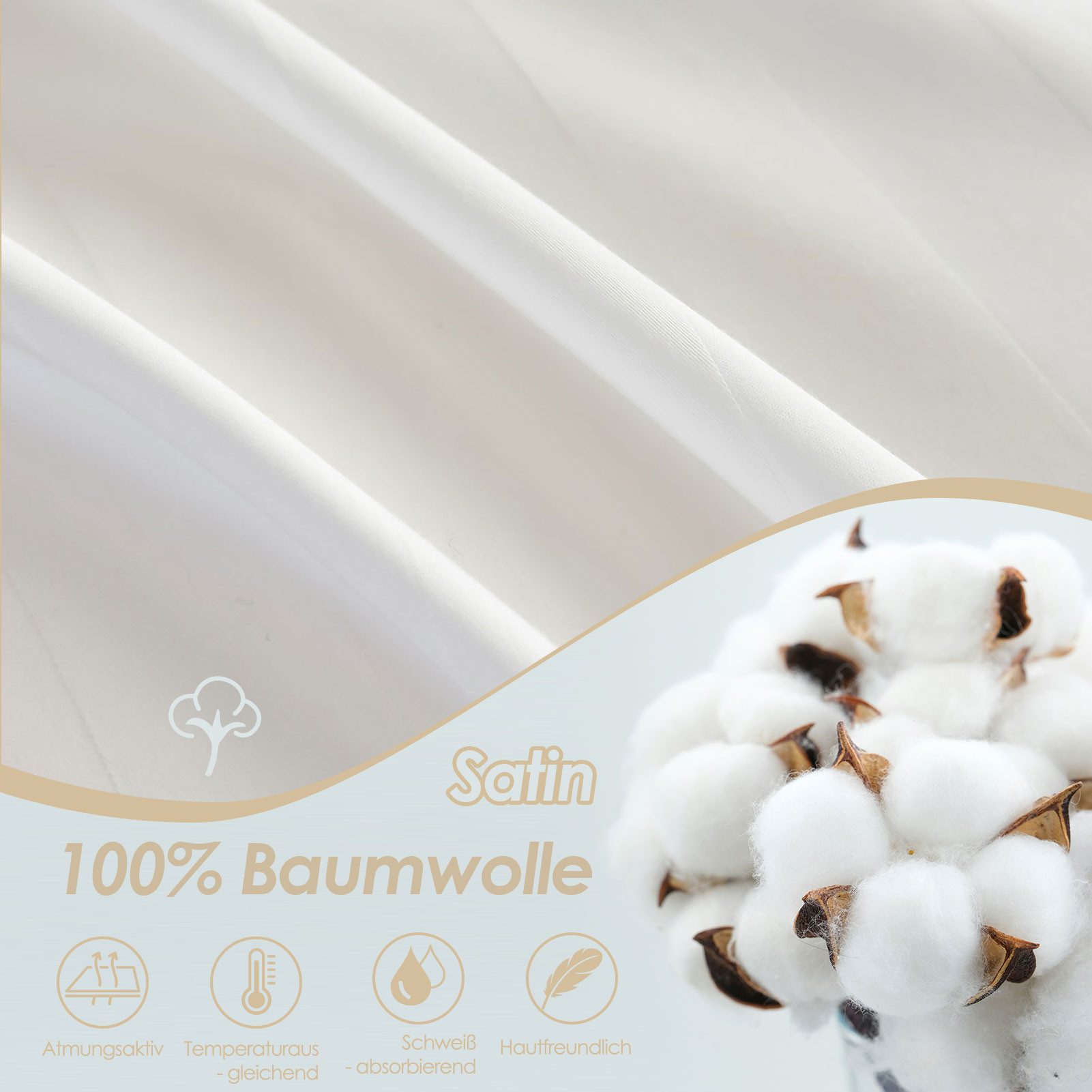 KEAYOO Kissenbezüge Satin Kissenbezug, (2 Stück), 100% Baumwolle mit Reißve günstig online kaufen