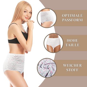 hemmy Fashion Hüftslip Taillenslip bedruckt (5er Pack) Unterhose 100% Baumwolle - Hohe Taille - Basic Slip Maxislip